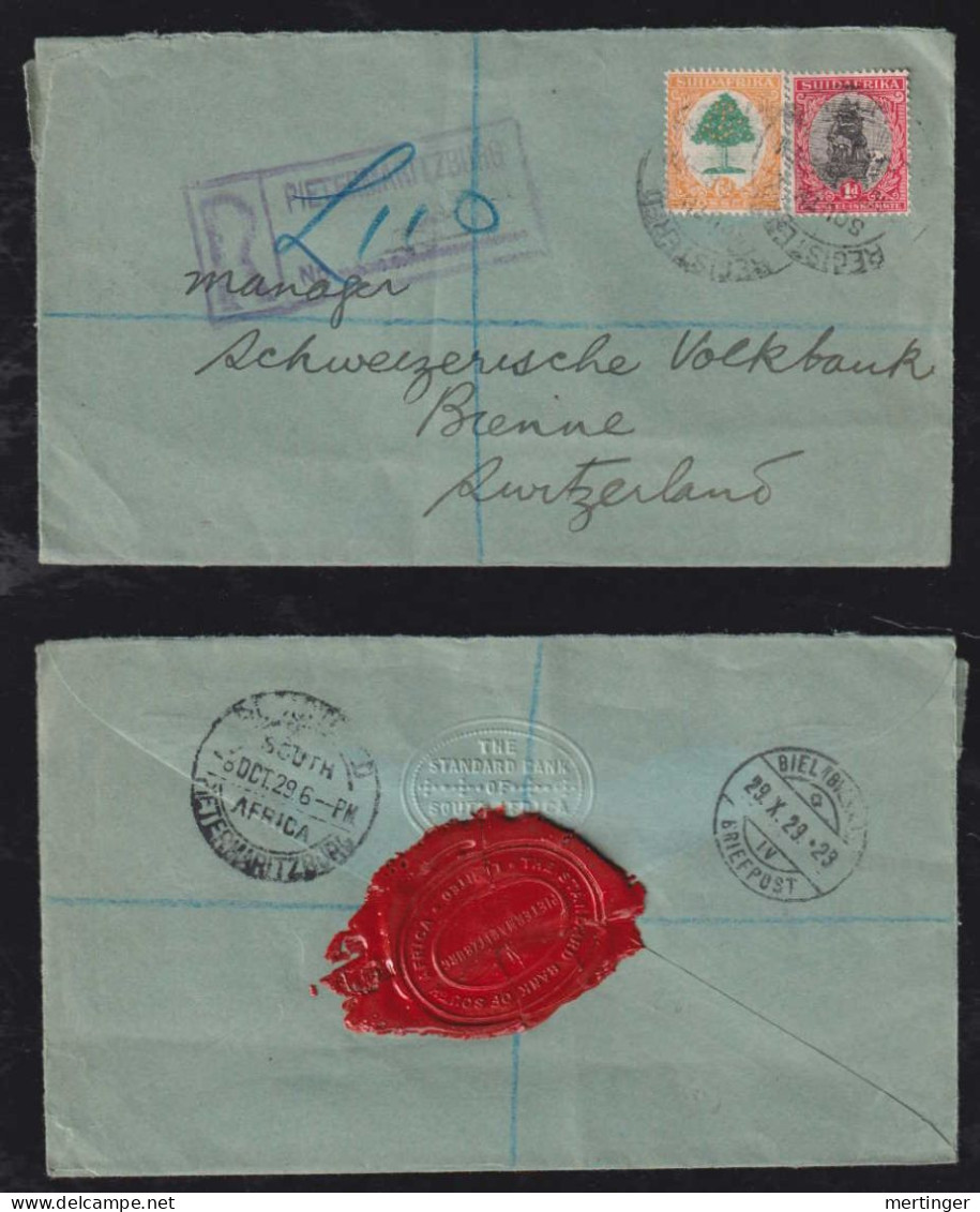 South Africa 1929 Registered Cover PIETERMARITZBURG X BERN Switzerland - Covers & Documents