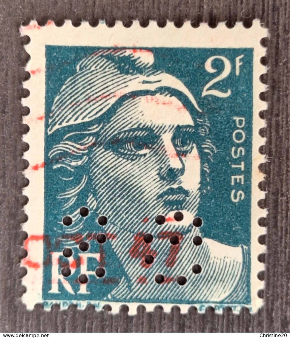 France 1945 N°713 Ob Perforé SG TB - Used Stamps