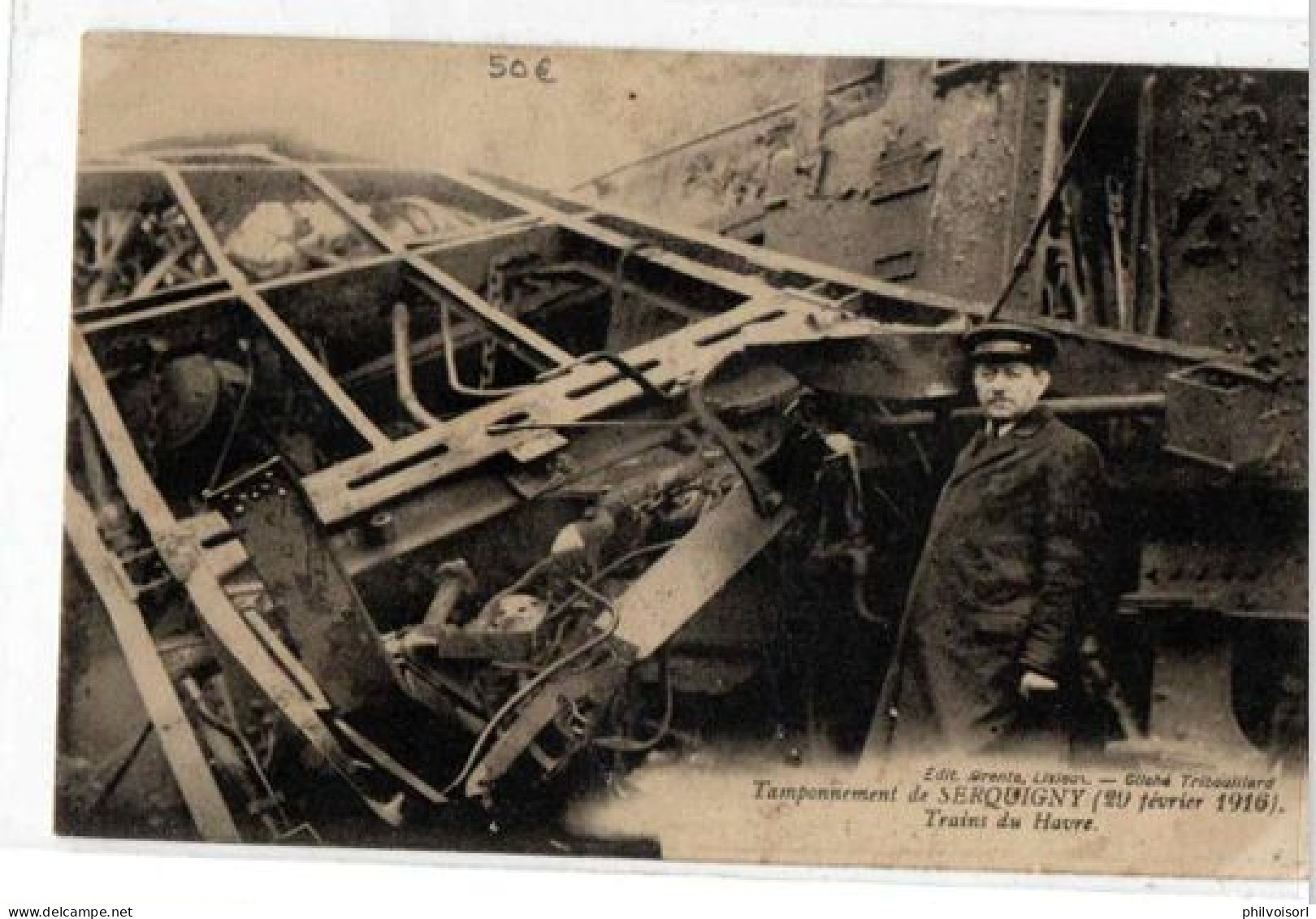 SERQUIGNY TAMPONNEMENT DU TRAIN DU HAVRE LE 20/02/1916 TRES ANIMEE - Serquigny