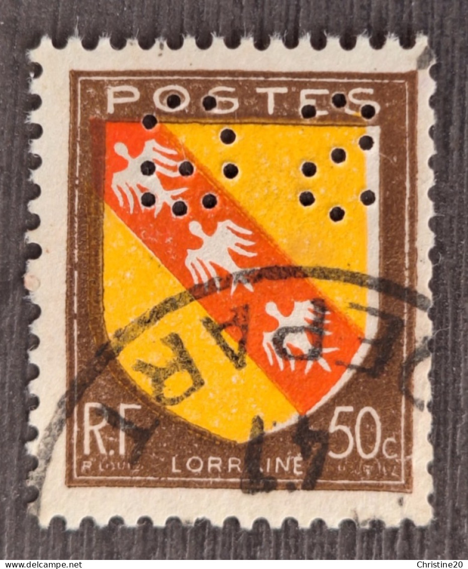 France 1946 N°757 Ob Perforé SG TB - Used Stamps