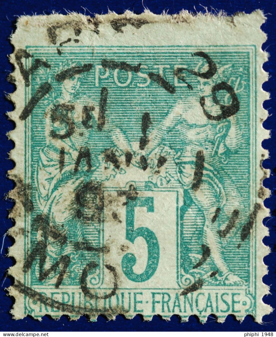 -Sage    Obl   :  BUREAUX De QUARTIER De PARIS. R MONGE - 1876-1898 Sage (Type II)