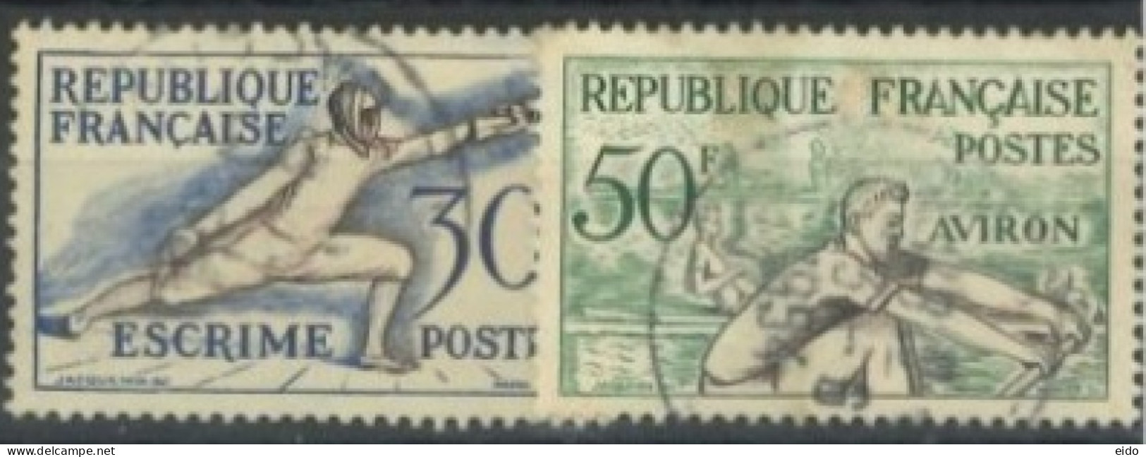 FRANCE - 1953 - OLYMPIC GAMES , HELSINKI 1952, STAMPS SET OF 2, USED - Oblitérés