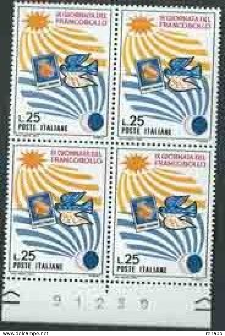 Italia 1967; Giornata Del Francobollo : Quartina Di Bordo Inferiore Con Il Numero Del Foglio. - 1961-70: Mint/hinged