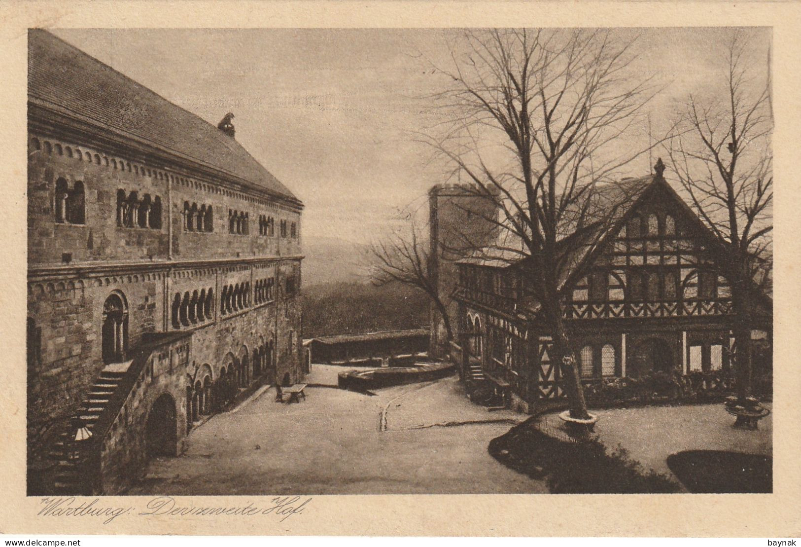 DE404  --   WARTBURG  --  DER ZWEITE HOF   --   ORIGINAL GRAVURE KARTE   --  1924 - Eisenach