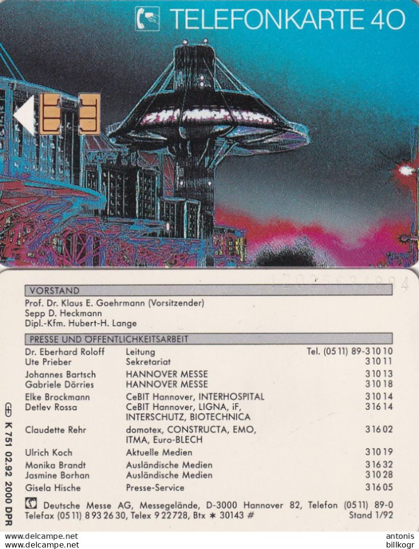 GERMANY - Deutsche Messe AG/Hannover(K 751), Tirage 2000, 02/92, Mint - K-Series : Customers Sets