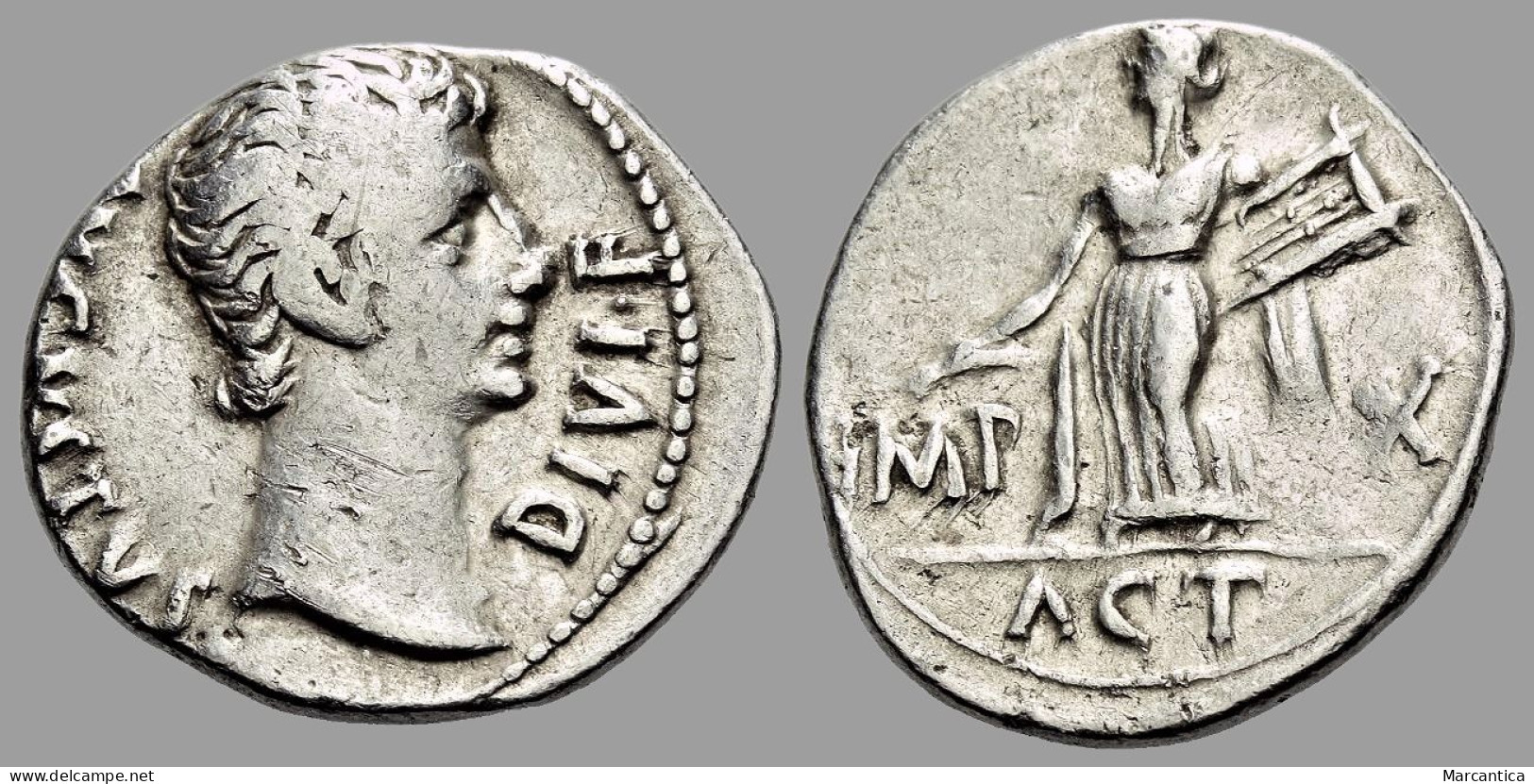 AUGUSTUS. 27 BC-AD 14. AR Denarius. Lugdunum Mint. Struck Circa 15-13 BC. - Les Julio-Claudiens (-27 à 69)