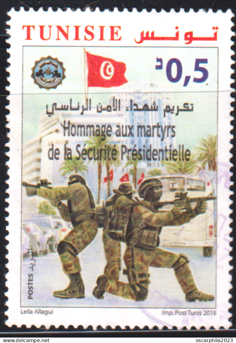 2018 -Tunisie- Hommage Aux Martyrs De La Sécurité Présidentielle  - OBLI - Militaria