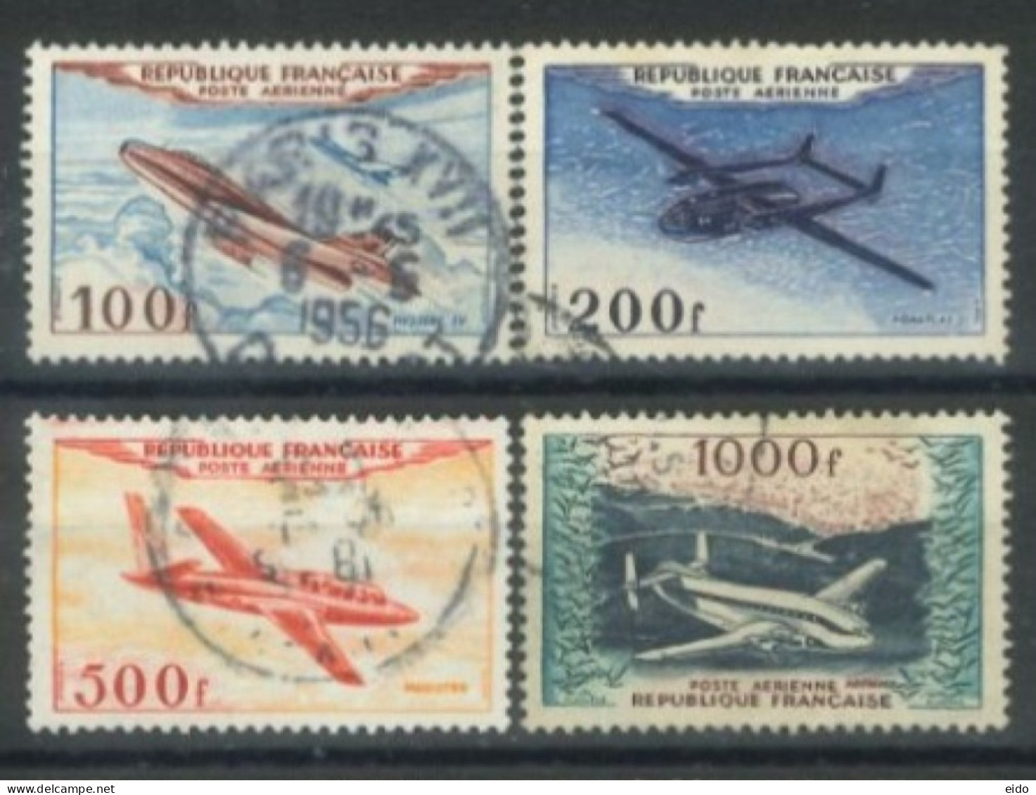 FRANCE - 1954 - AIR PLANES STAMPS COMPLETE SET OF 4, USED - Gebraucht