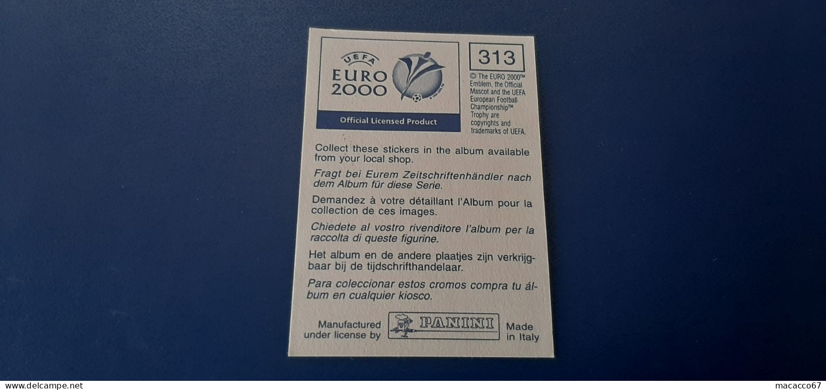 Figurina Panini Euro 2000 - 313 Kuka Repubblica Ceca - Edition Italienne