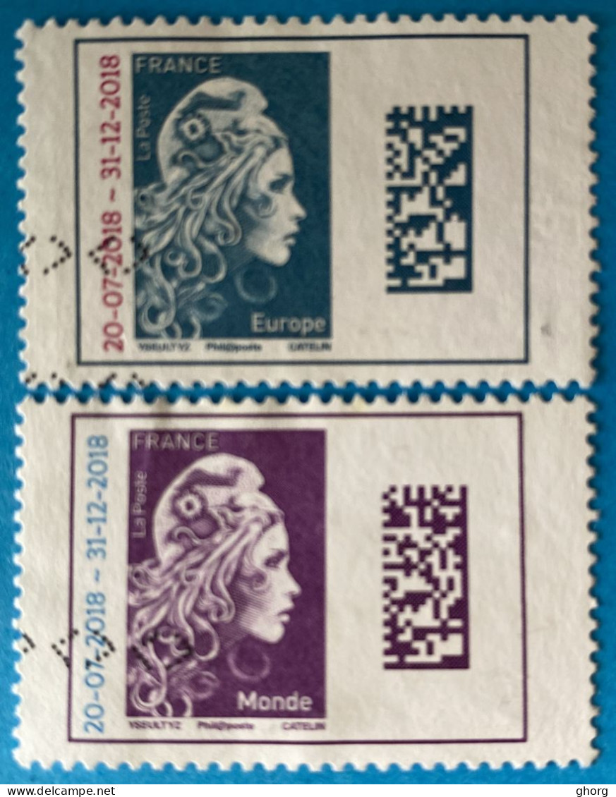 France 2018 : Type Marianne D'Yz, Marianne Datamatrix Surchargée N° 5270 à 5271 Oblitéré - Used Stamps
