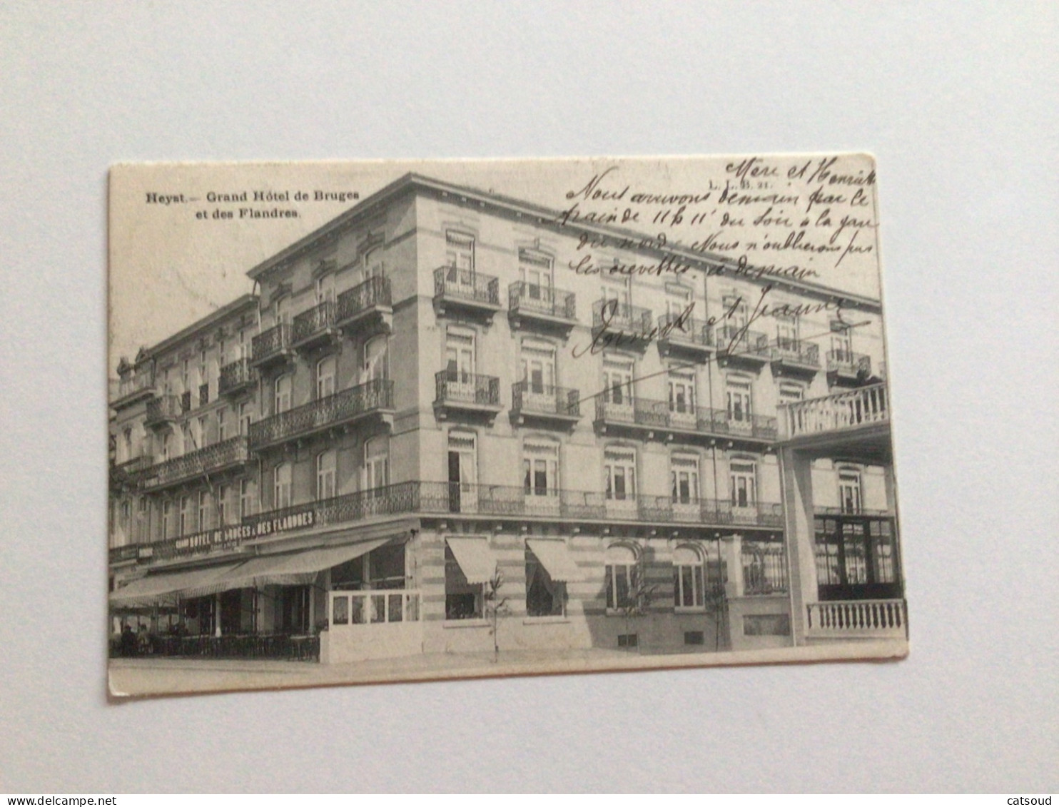 Carte Postale Ancienne (1910) Heyst Grand Hôtel De Bruges Et Des Flandres - Heist