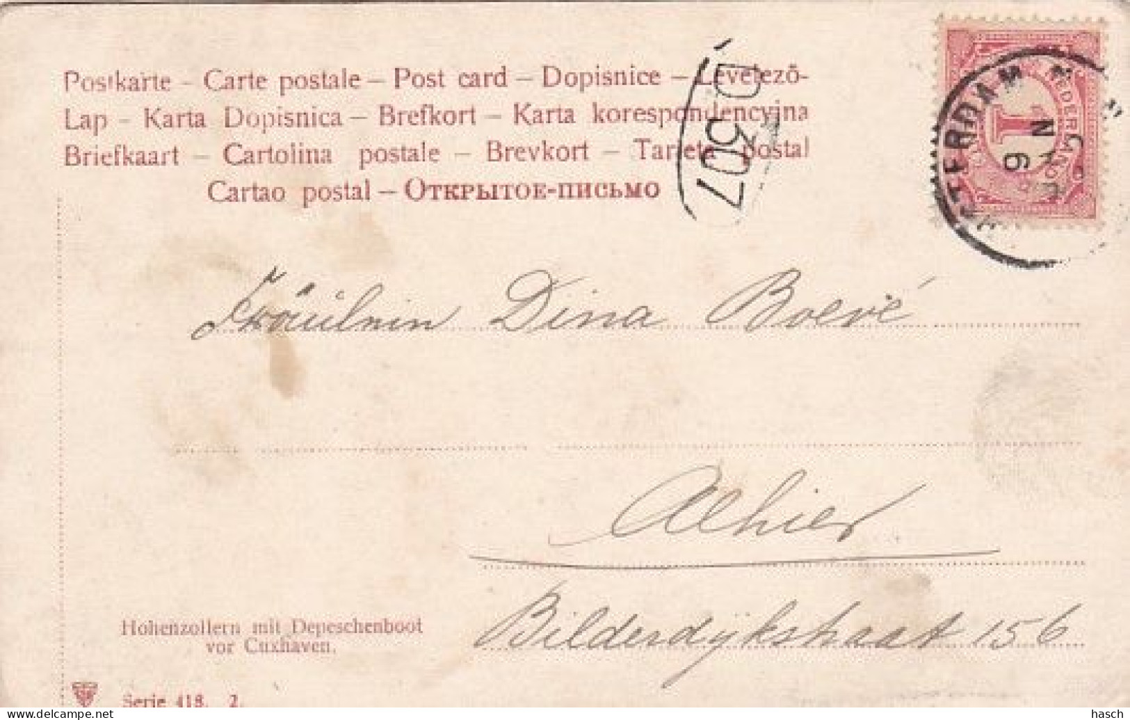 1850	461	Hohenzollern Mit Depeschenboot Vor Cuxhaven (poststempel 1905)(sehe Ecken Und Kanten) - Cuxhaven