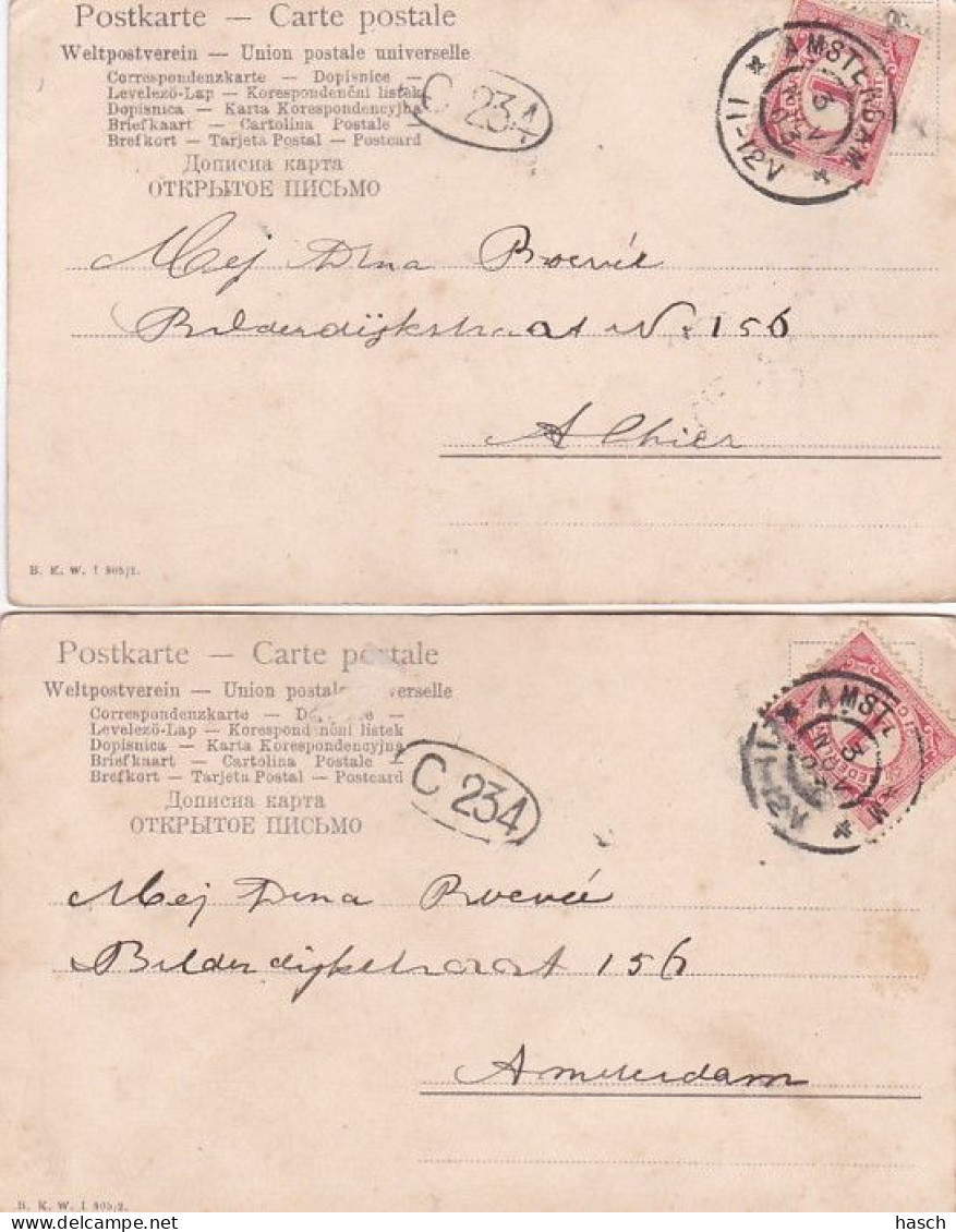 1850	448	Künstler AK Relief, Man En Vrouw 1 T/m 6 (poststempel 1903)(zie Hoeken En Randen) - Unclassified