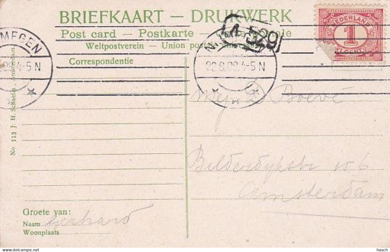 1850	409	Nijmegen, Kronenburgerpark (poststempel 1908)(zie Hoeken) - Nijmegen