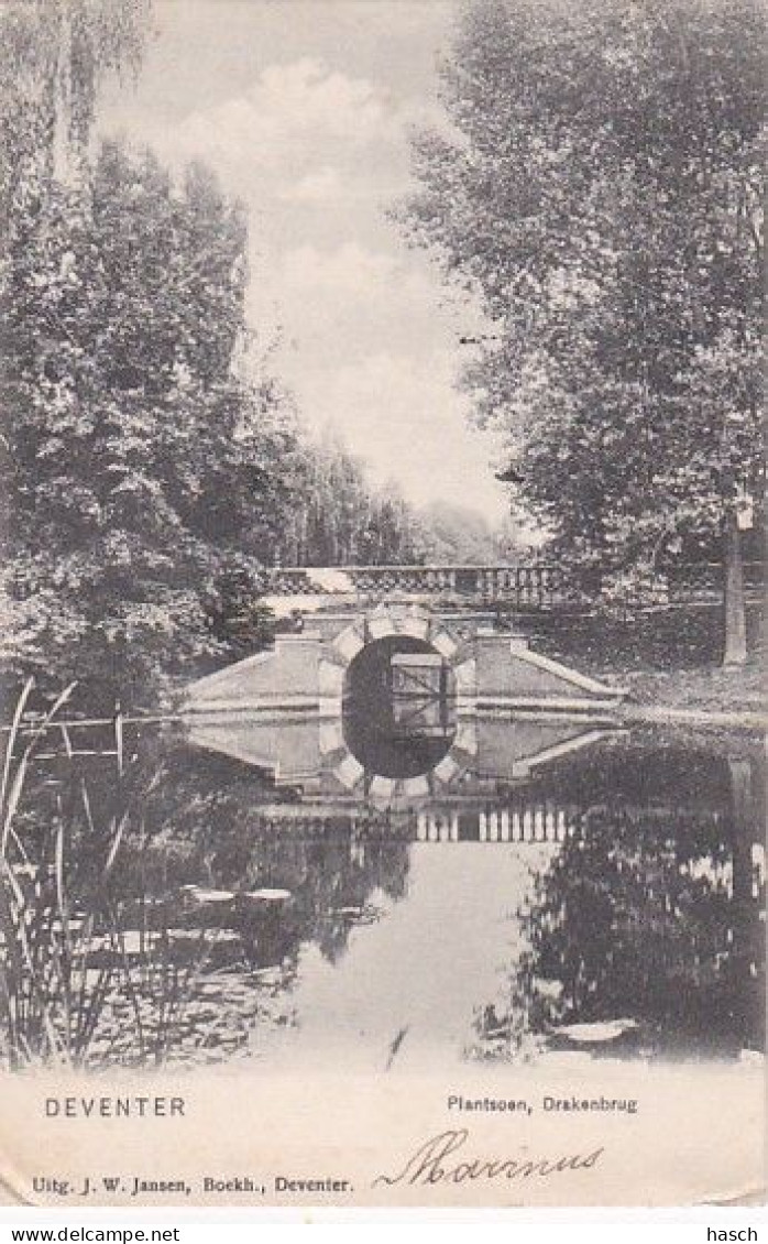 1850	349	Deventer, Plantsoen Drakenbrug (poststempel 1905)(hoeken Onder Een Kleine Vouw) - Deventer