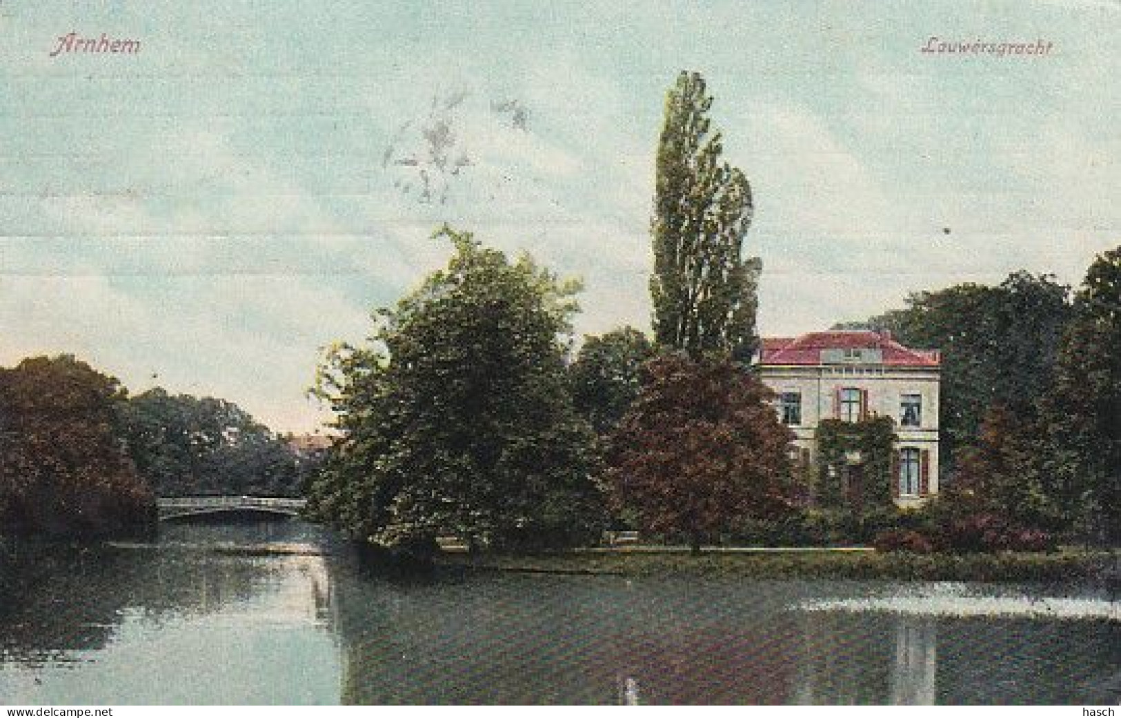 1850	332	Arnhem, Lauwersgracht (poststempel 1908)(zie Hoeken En Randen) - Arnhem