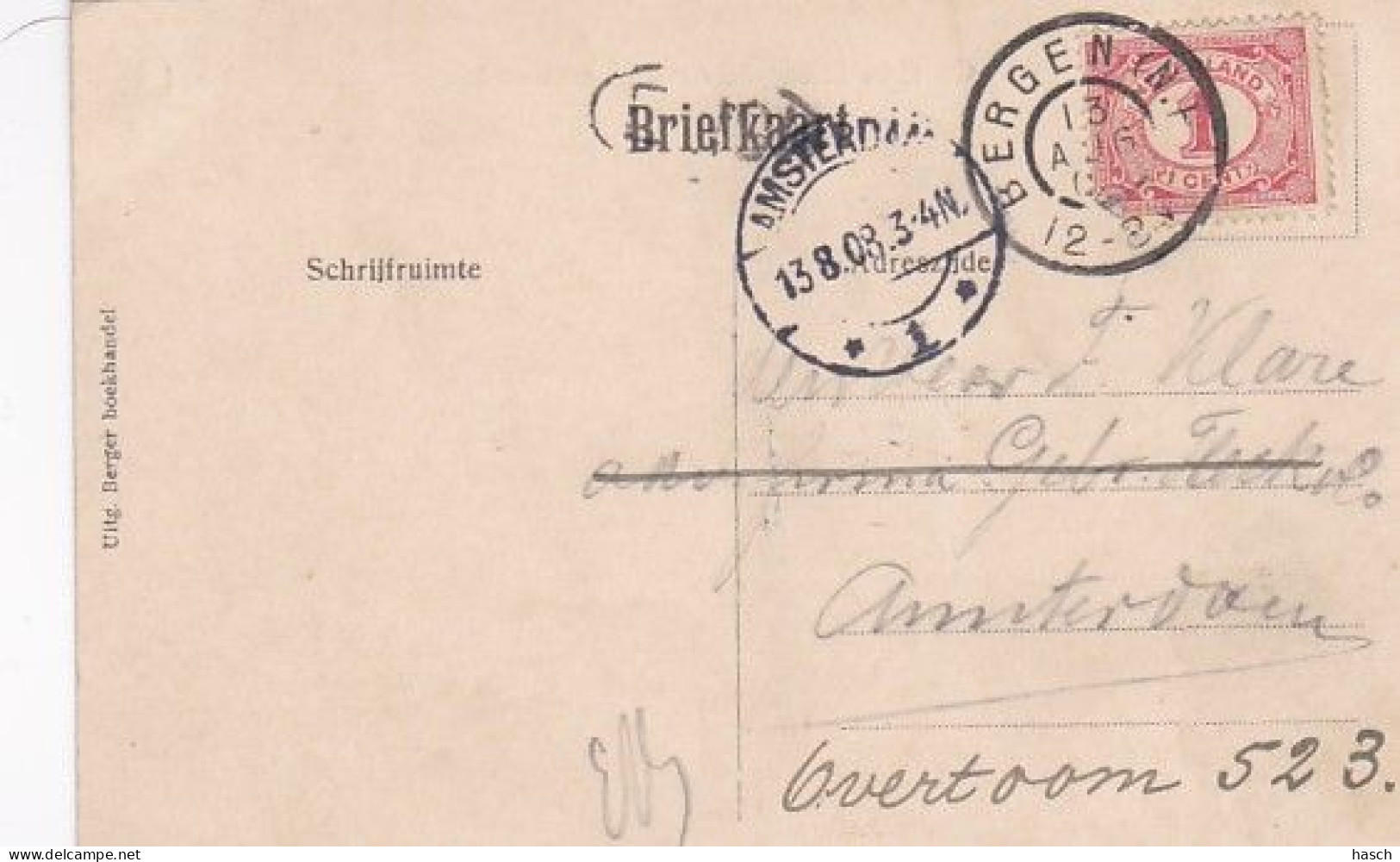 1850274Groenveldslaan In De Duinen Tusschen Bergen En Schoorl (poststempel 1908) (vouw Zie Achterkant) - Other & Unclassified