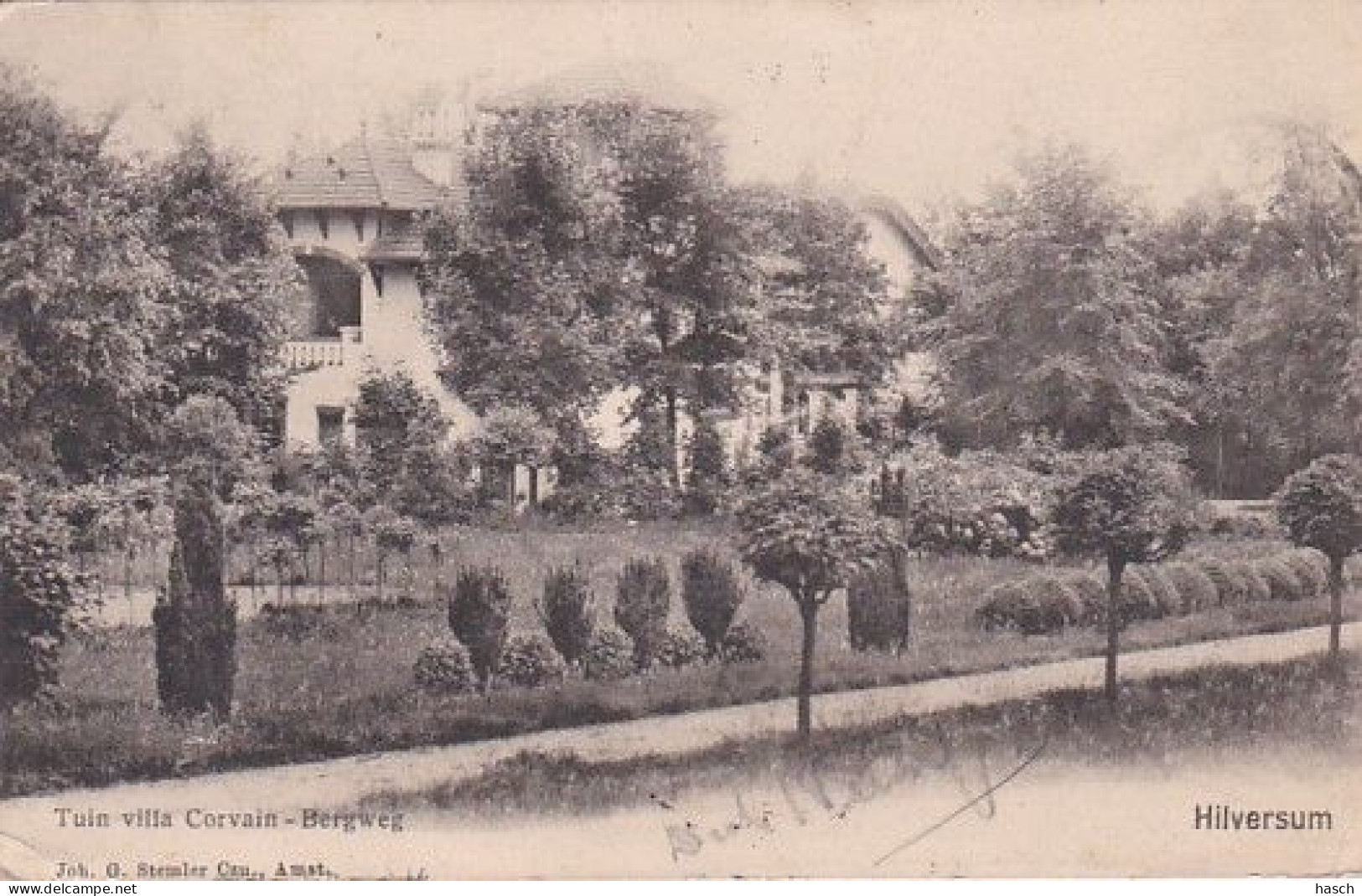 1850	281	Hilversum, Tuin Villa Corvain – Bergweg (poststempel 1905)(in De Hoeken Een Vouwtje) - Hilversum