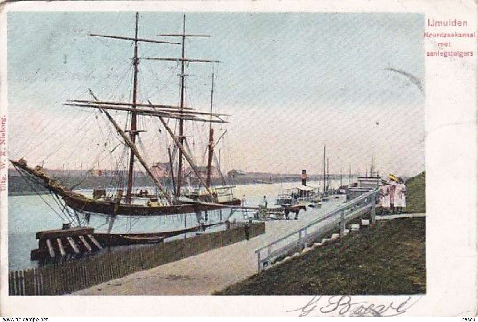 1850	238	IJmuiden, Noordzeekanaal Met Aanlegsteigers (poststempel 1904)(kleine Vouwtjes In De Hoeken) - IJmuiden