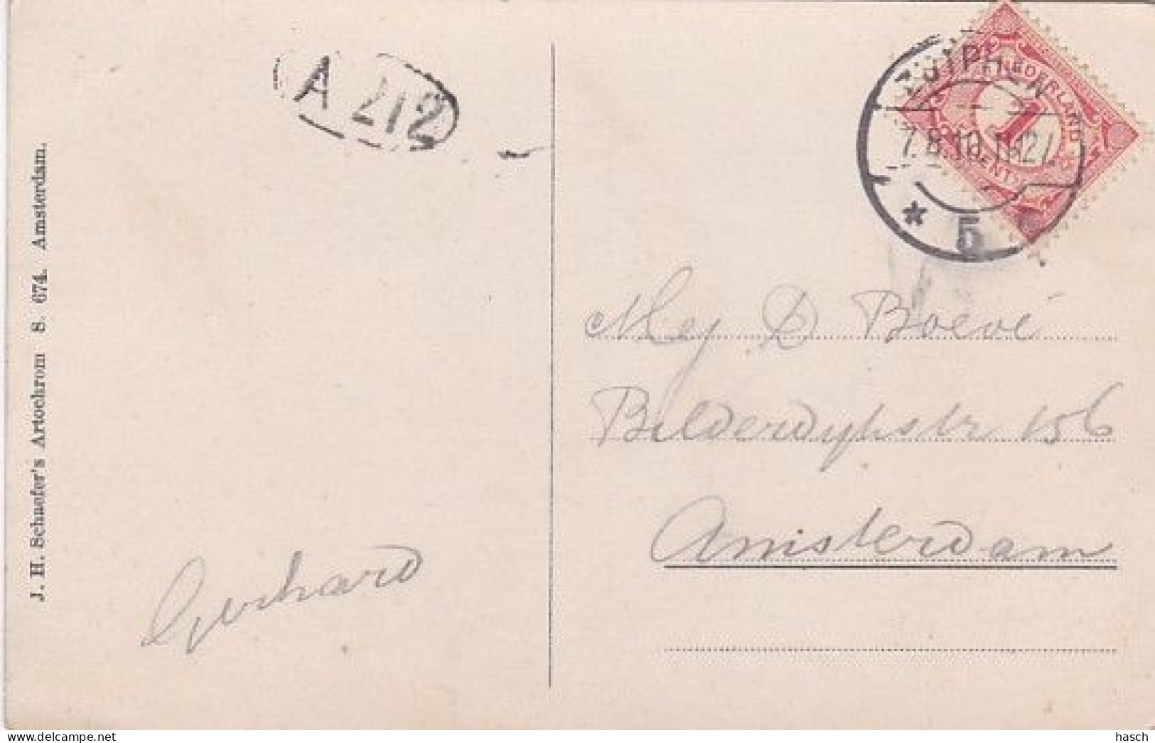 1850	234	Zutphen, Houtwal (poststempel 1910) (linksonder Een Klein Vouwtje) - Zutphen
