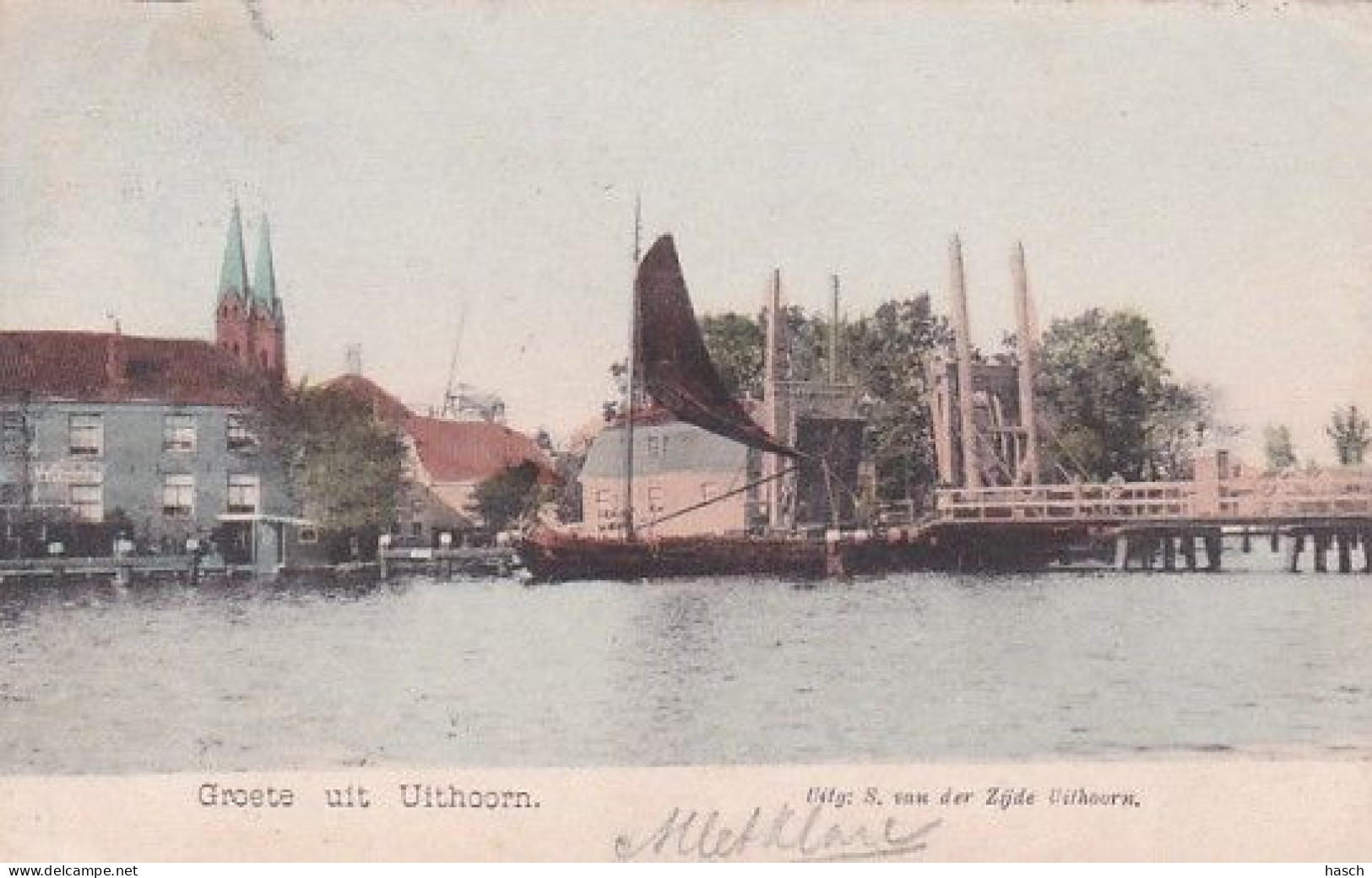 1850181Uithoorn, Groete Uit Uithoorn (poststempel 1907)(minuscuul Vouwtje In De Hoeken) - Other & Unclassified