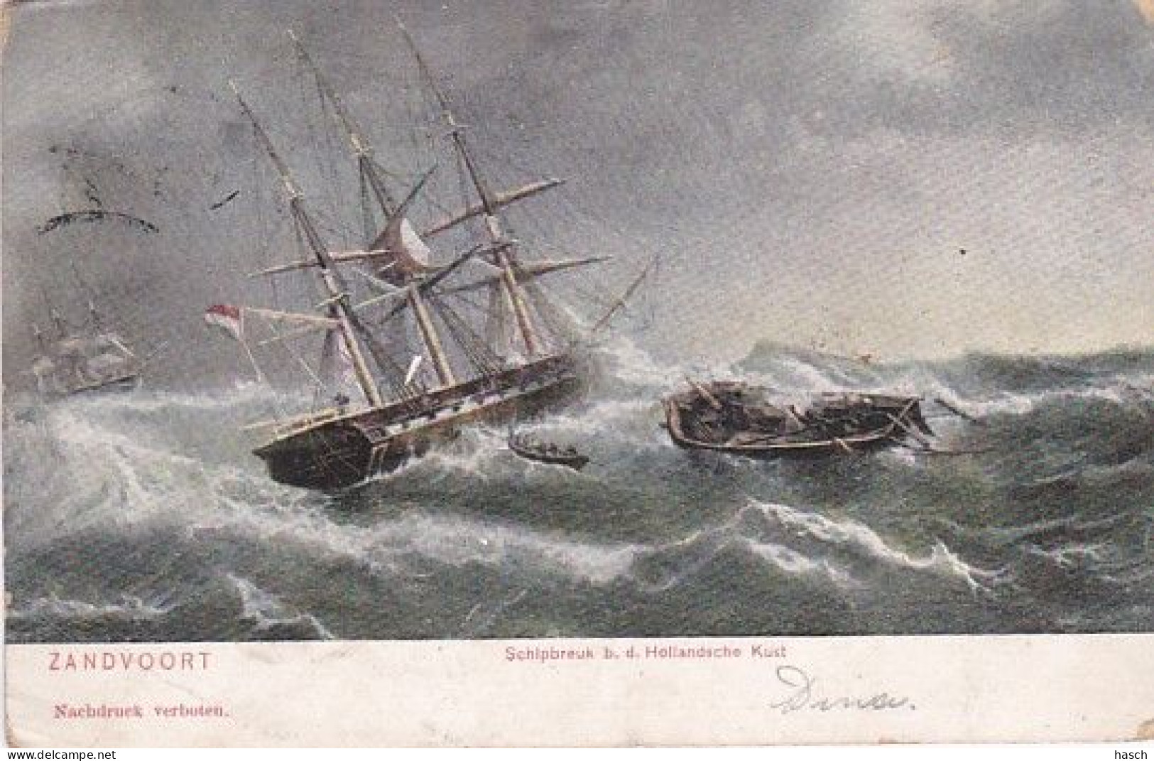 1850	175	Zandvoort, Schipbreuk B. D. Hollandsche Kust (linksonder Een Vouw) - Zandvoort