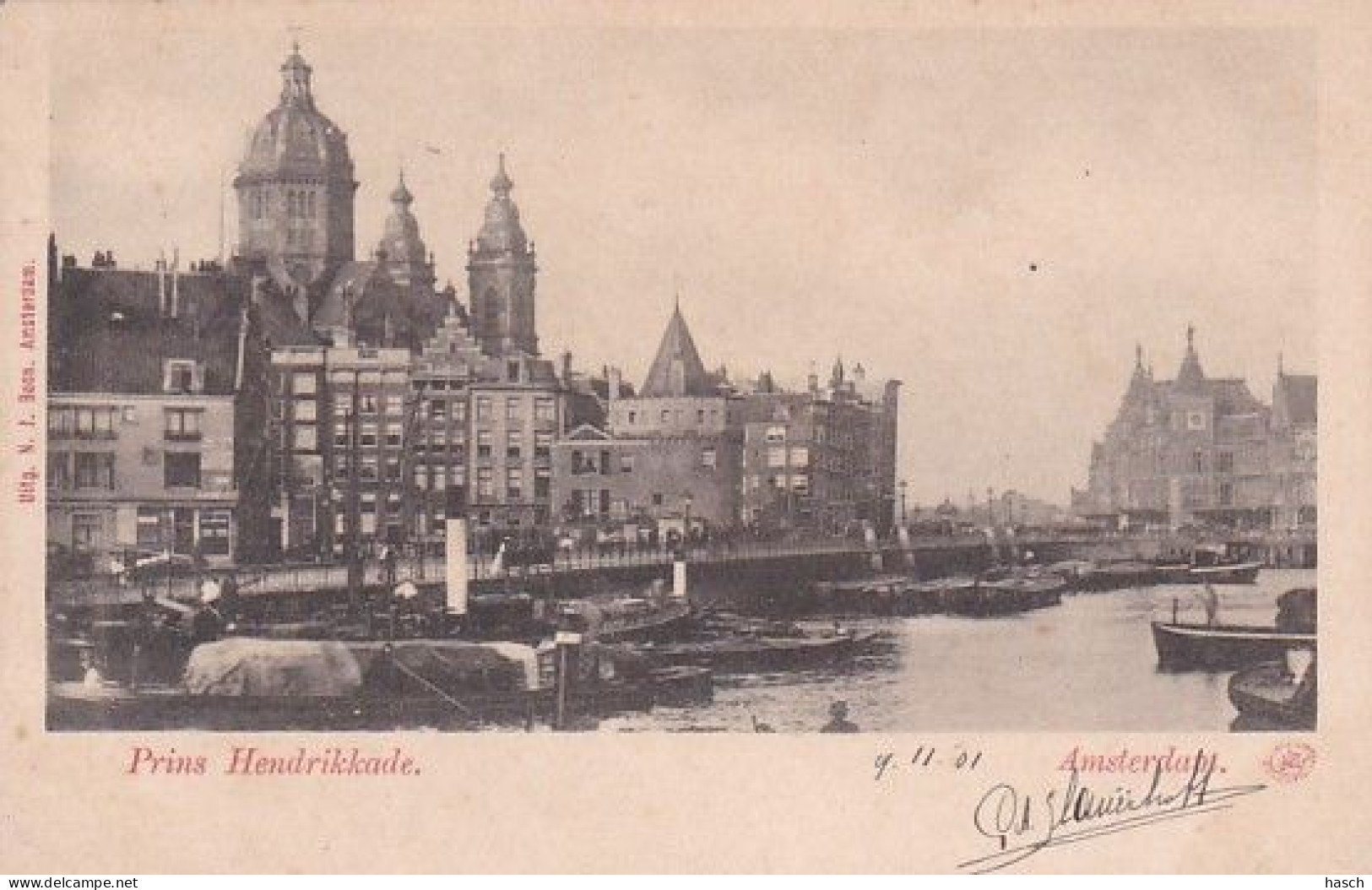 1850	130	Amsterdam, Prins Hendrikkade (poststempel 1901) - Amsterdam