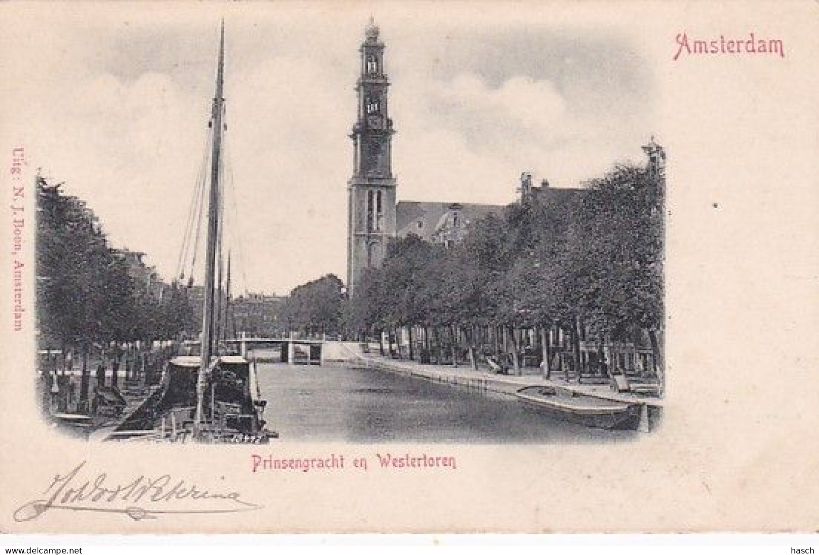 1850	113	Amsterdam, Prinsengracht En Westertoren (poststempel 1900) - Amsterdam