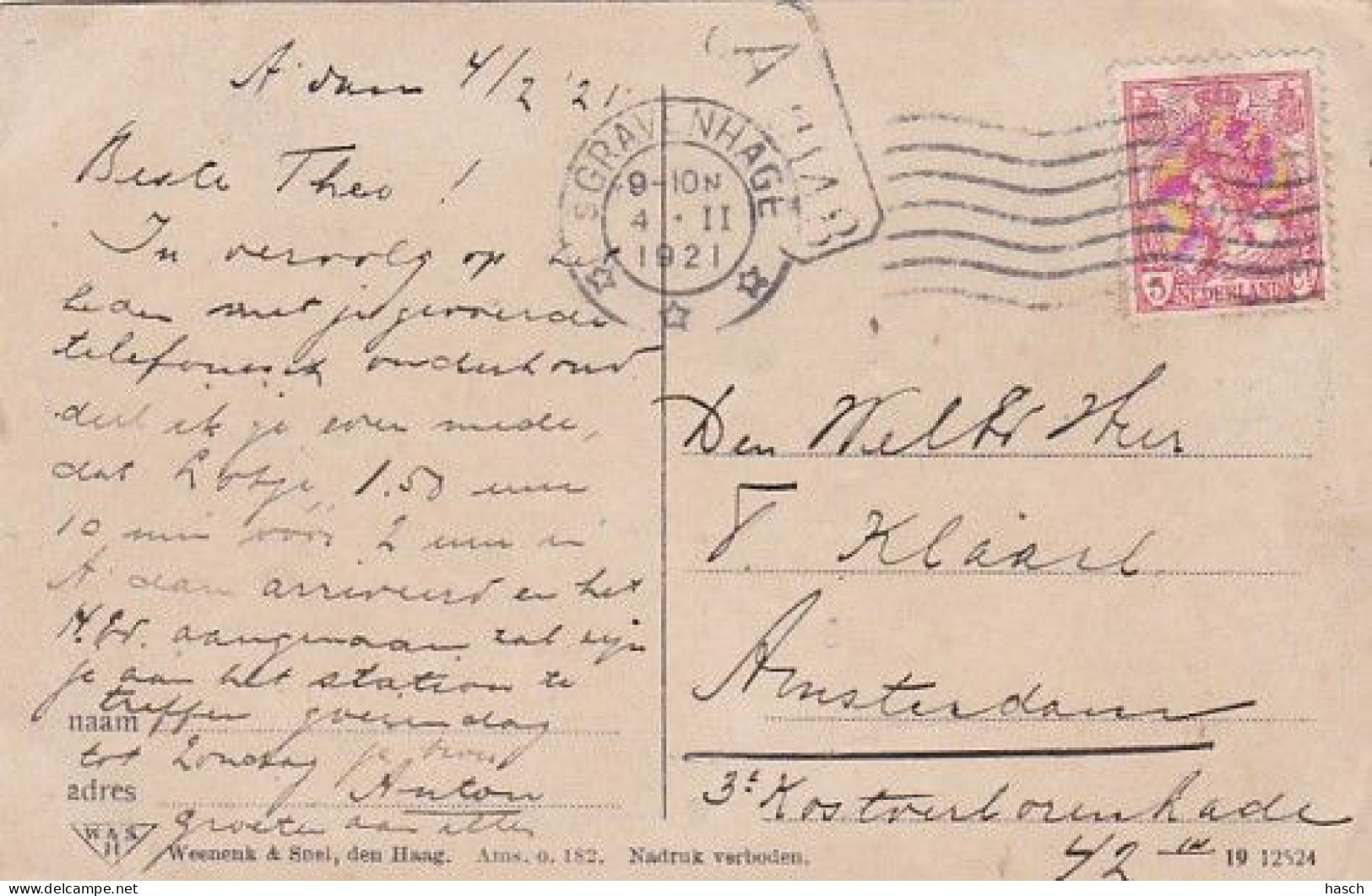 1850	80	Amsterdam, Keizersgracht (poststempel 1921) - Amsterdam