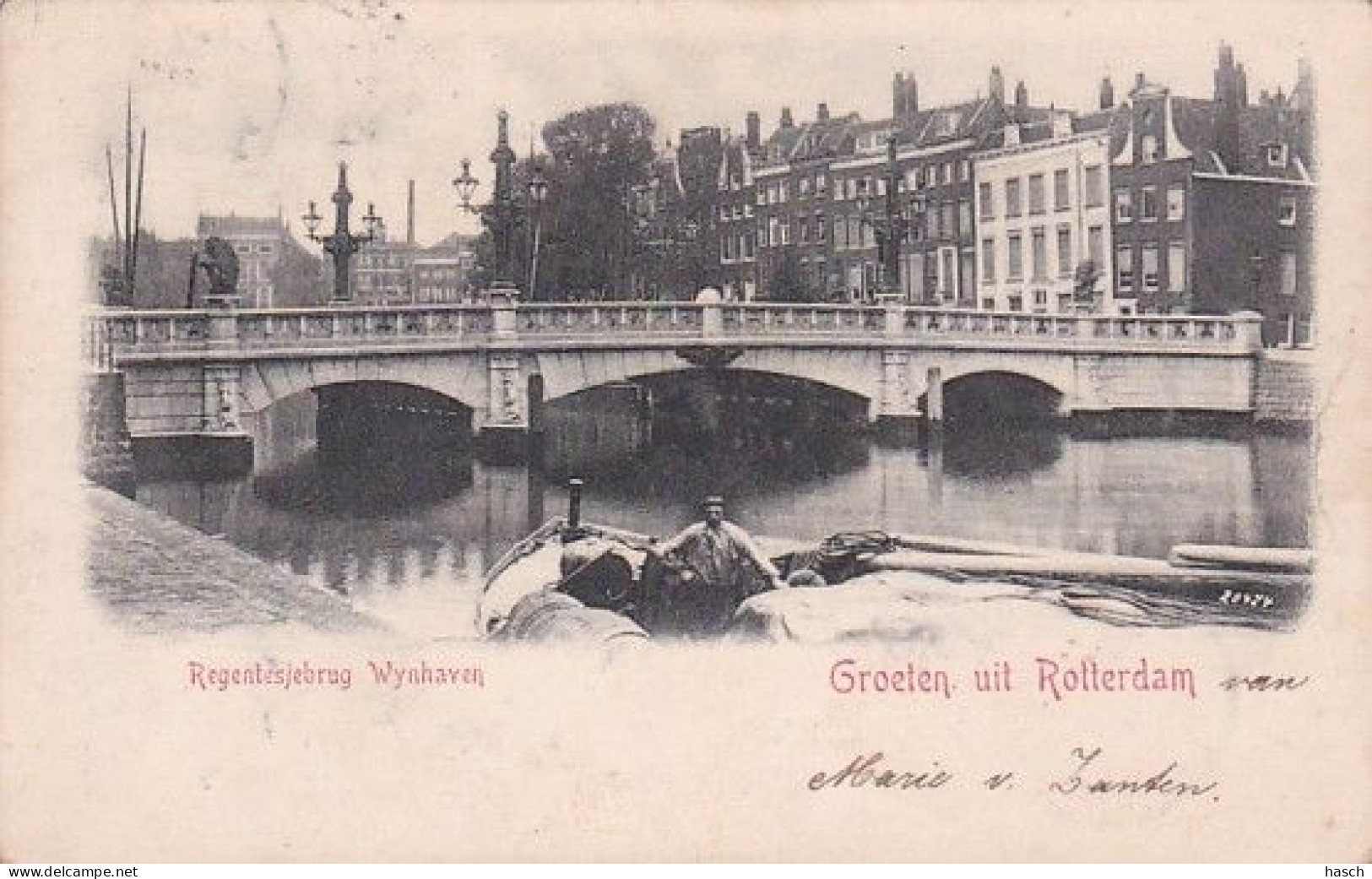 1850	36	Rotterdam, Regentesjebrug Wynhaven (Groeten Uit)(poststempel 1901)(rechterkant Een Vouw) - Rotterdam