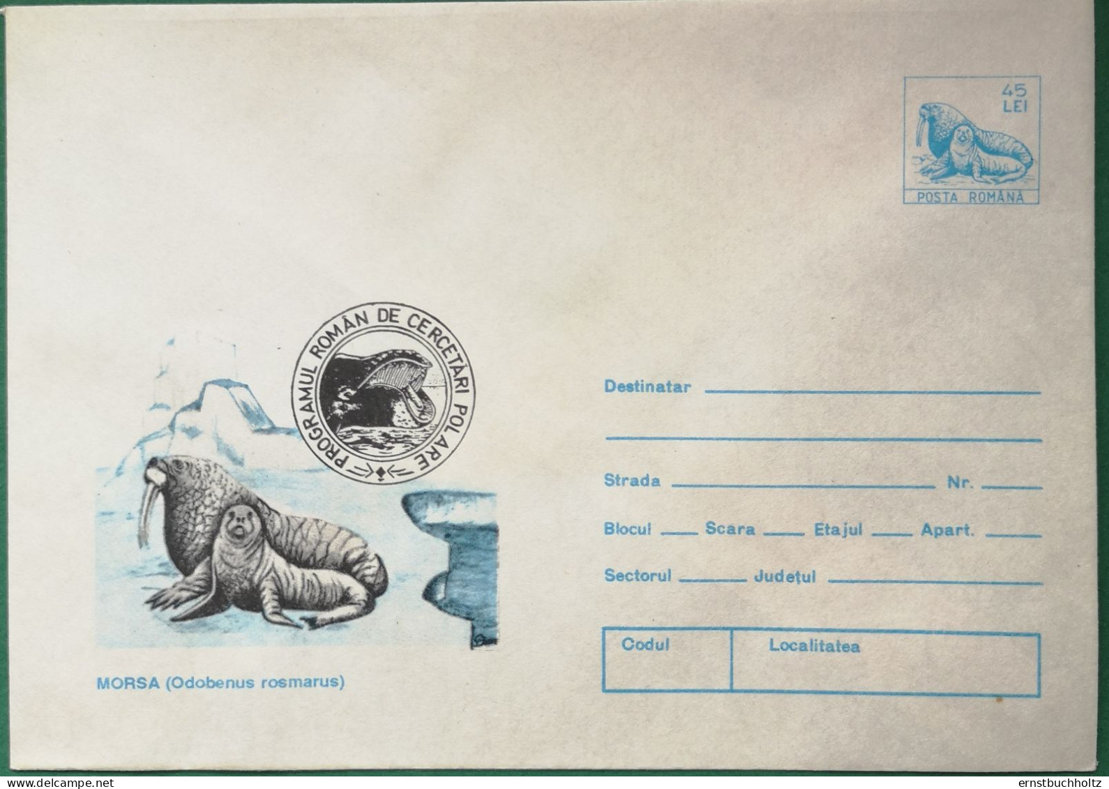 Rumänien 1994 Briefumschlag Cover Walroß Mit Jungem - Neufs