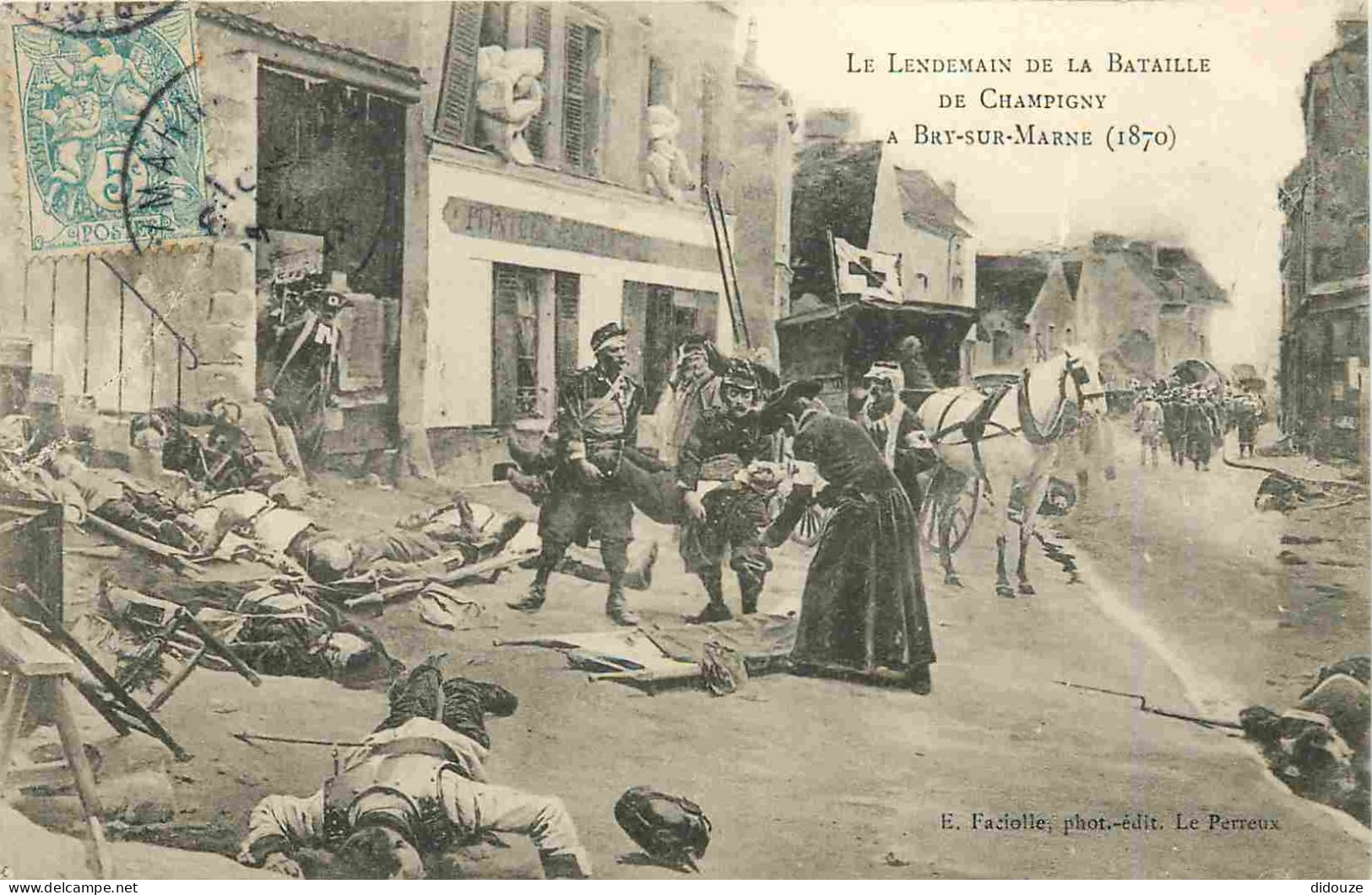 94 - Bry Sur Marne - Le Lendemain De La Bataille De Champigny à Bry Sur Marne 1870 - Croix Rouge - Militaria - CPA - Obl - Bry Sur Marne