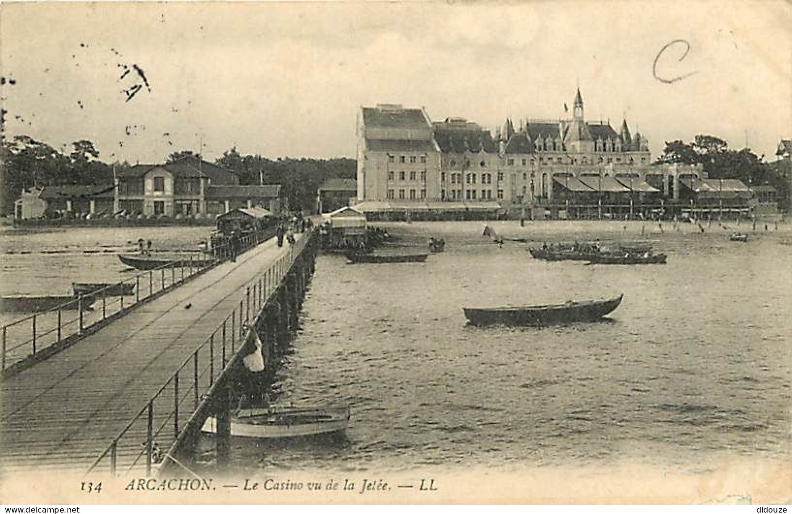 33 - Arcachon - La Casino Vu De La Jetée - Oblitération Ronde De 1908 - CPA - Voir Scans Recto-Verso - Arcachon