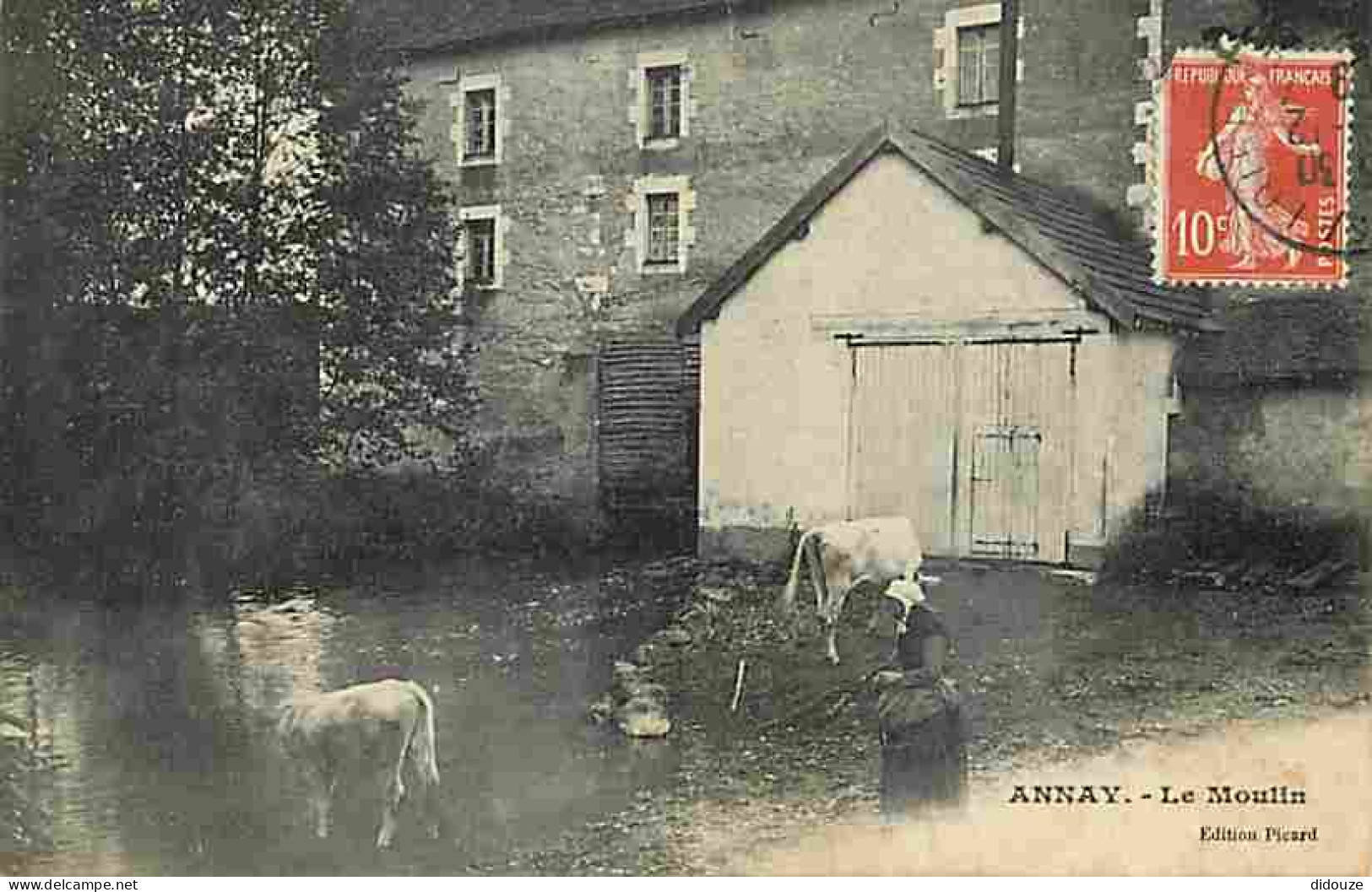 58 - Annay - Le Moulin - Animée - Vaches - CPA - Voir Scans Recto-Verso - Autres & Non Classés