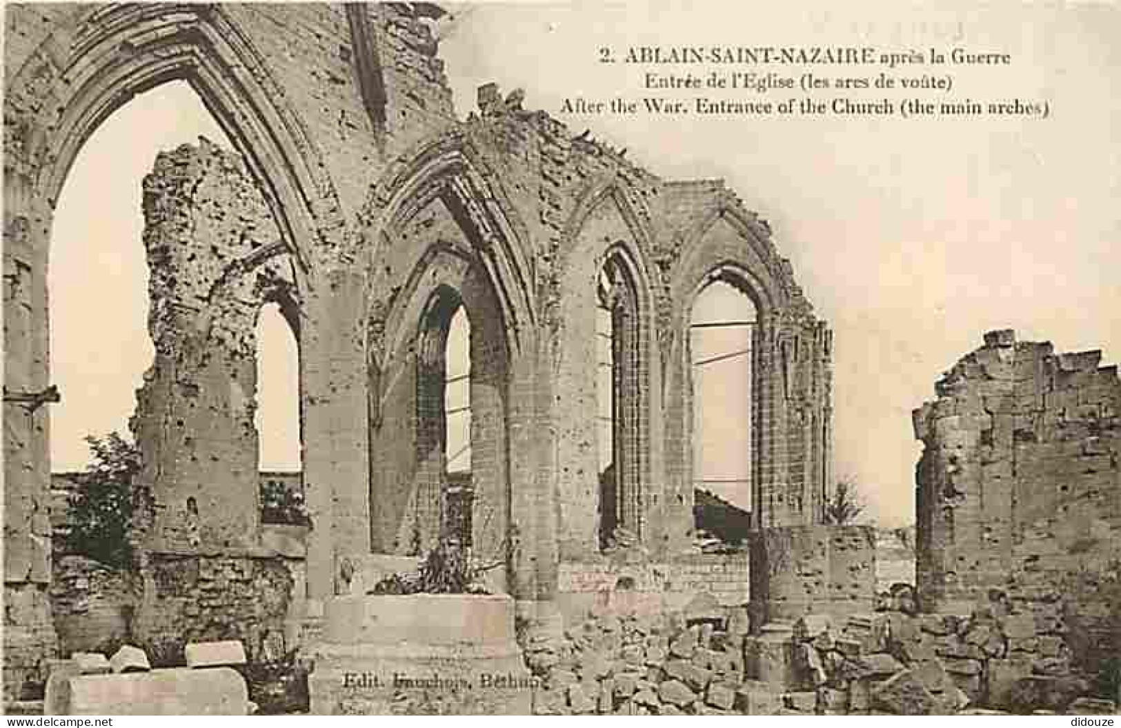 62 - Ablain Saint Nazaire - Après La Guerre - Entrée De L'Eglise - Les Arcs De Voutes - Carte Vierge - CPA - Voir Scans  - Autres & Non Classés