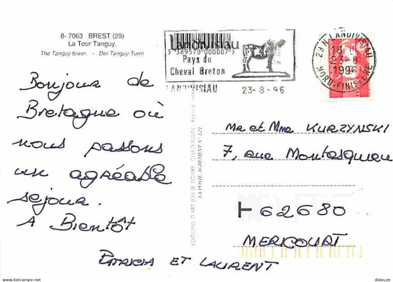 29 - Brest - La Tour Tanguy - Coucher De Soleil - Flamme Postale - Voir Scans Recto Verso  - Brest