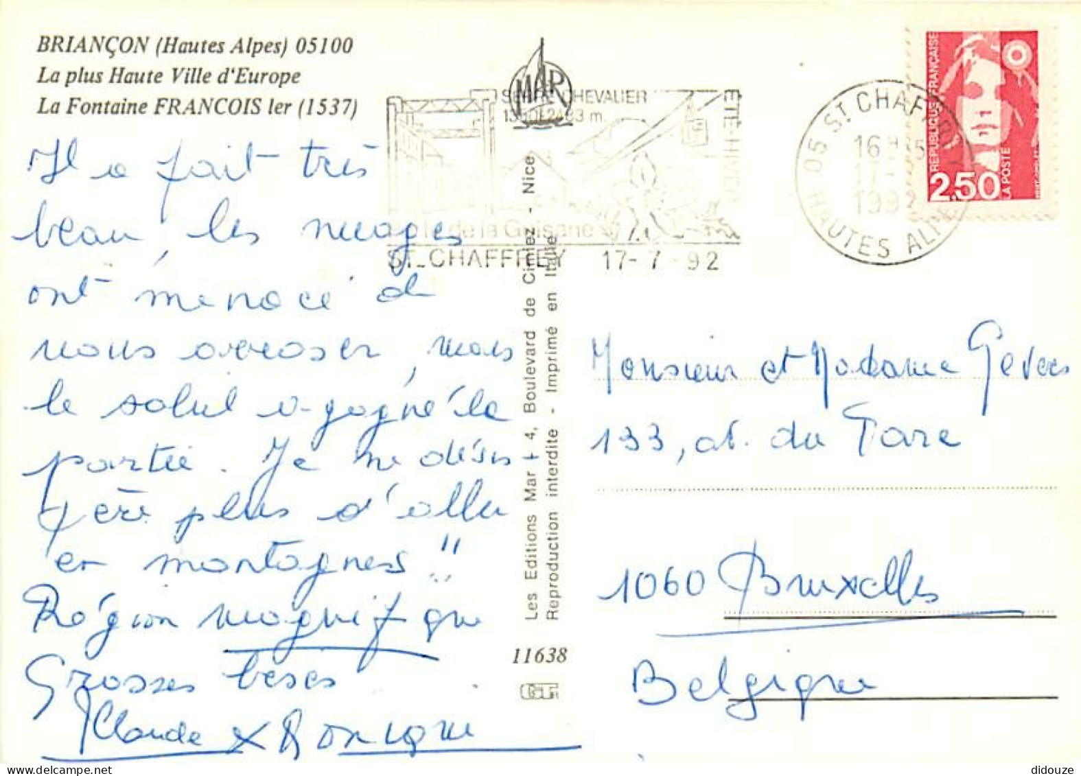 05 - Briançon - La Fontaine François 1er - Flamme Postale De Saint Chaffrey - CPM - Voir Scans Recto-Verso - Briancon