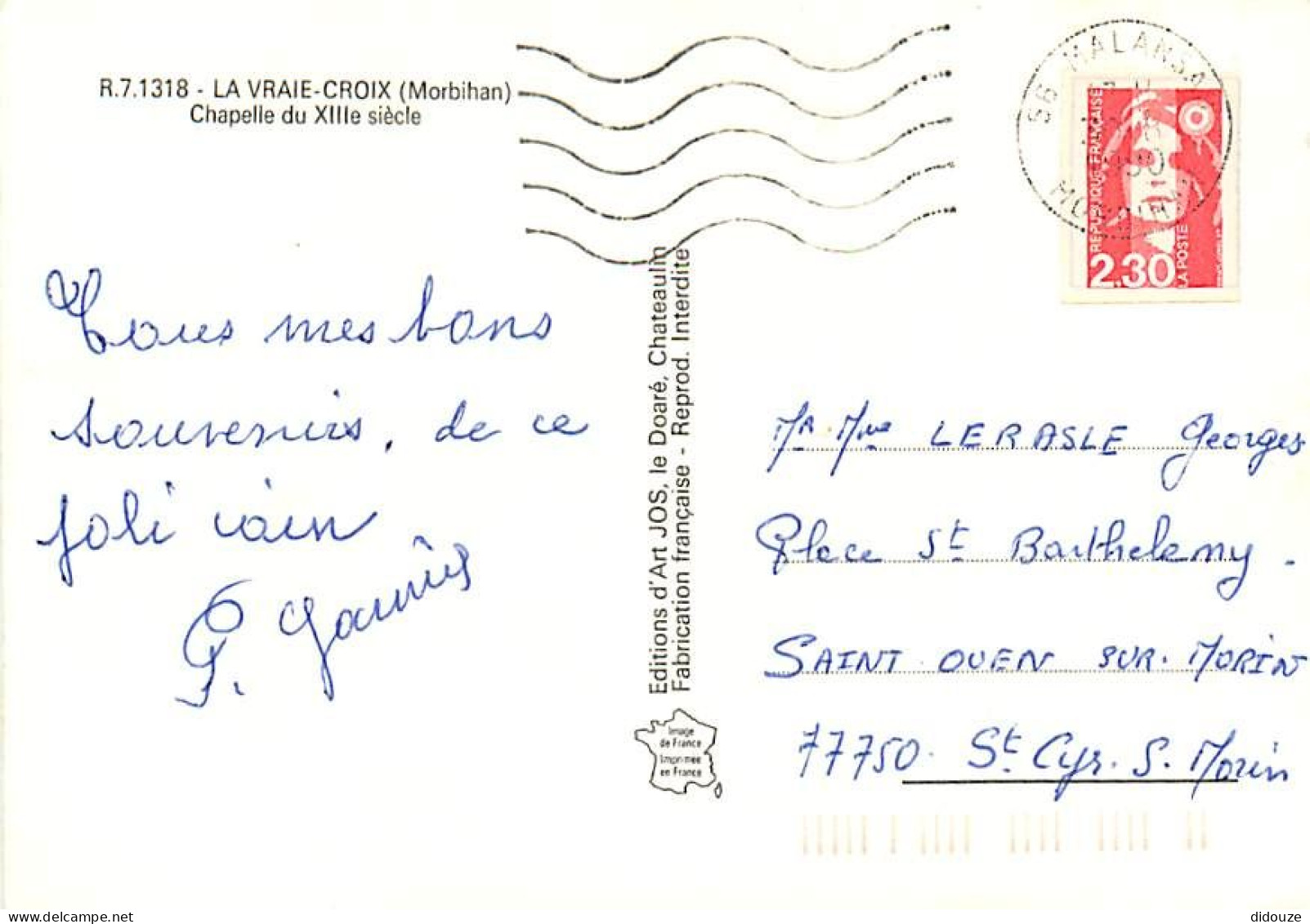 56 - La Vraie Croix - Chapelle Du Xllle Siècle - CPM - Voir Scans Recto-Verso - Autres & Non Classés