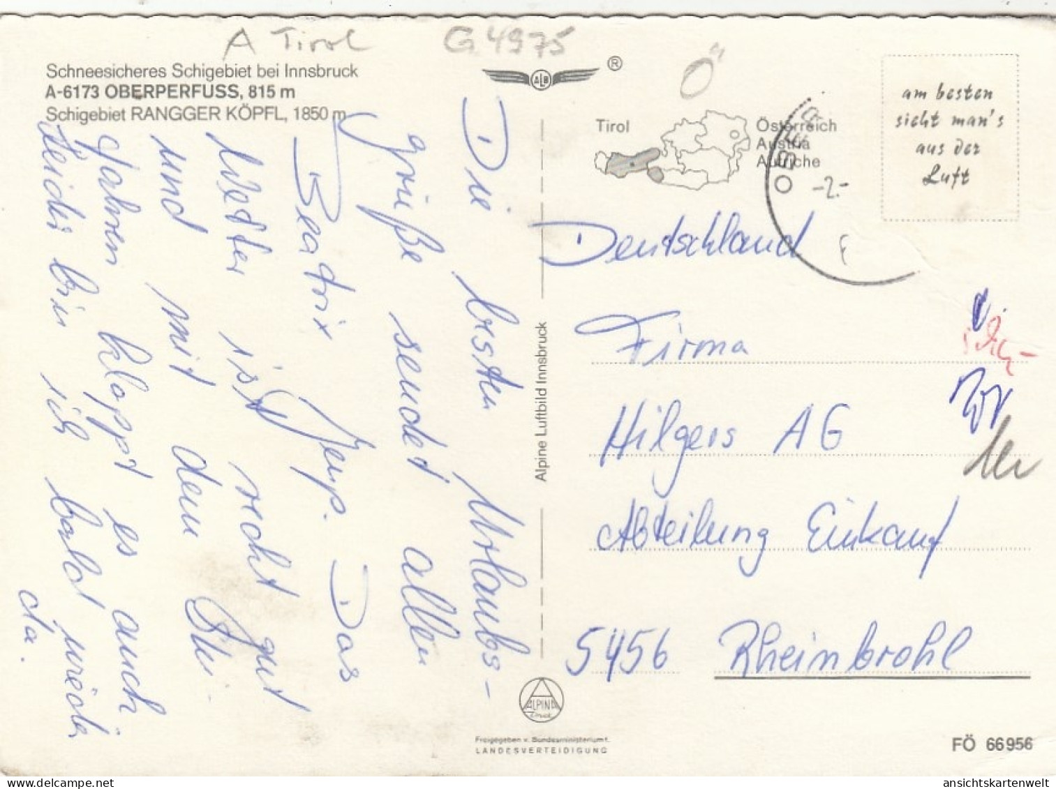 Oberperfuss, Tirol, Schnee-Panorama Glum 1960? #G4975 - Autres & Non Classés