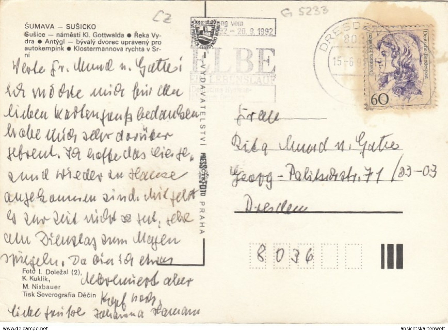 Sumava, Susicko (Kl.Gottwalde), Mehrbildkarte Gl1992 #G5233 - Tchéquie