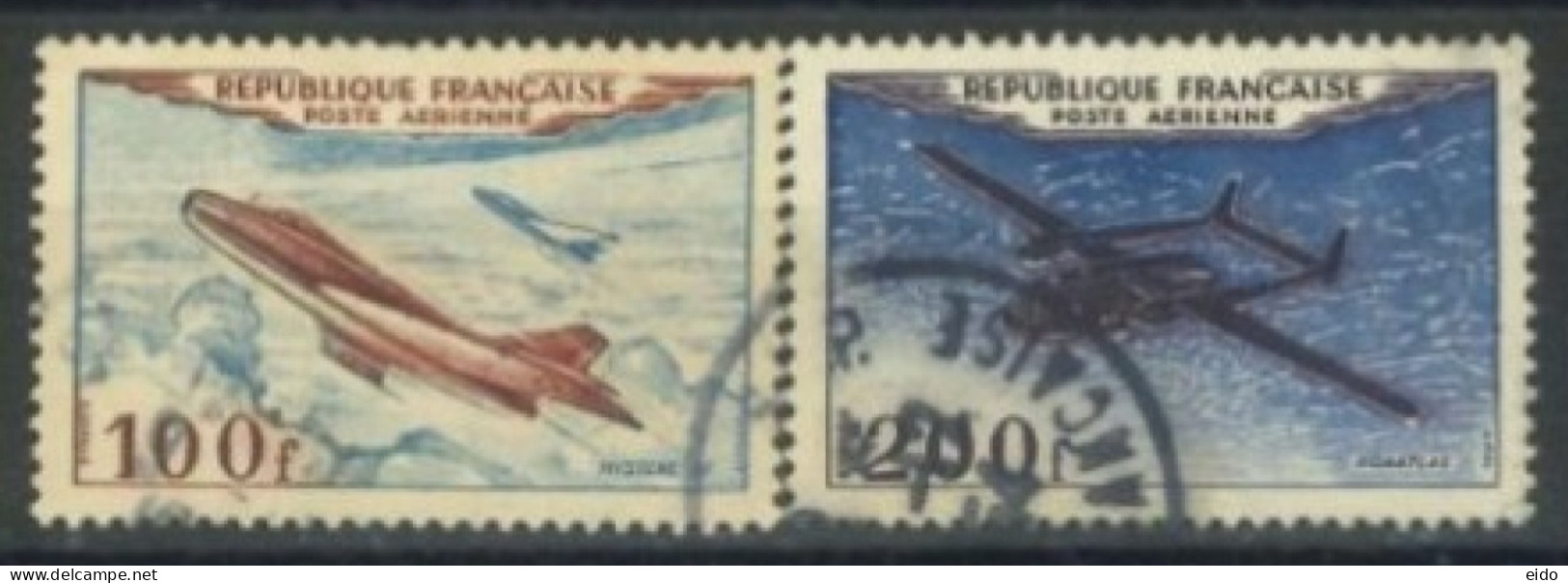 FRANCE - 1954 - AIR PLANES STAMPS SET OF 2, USED - Gebruikt