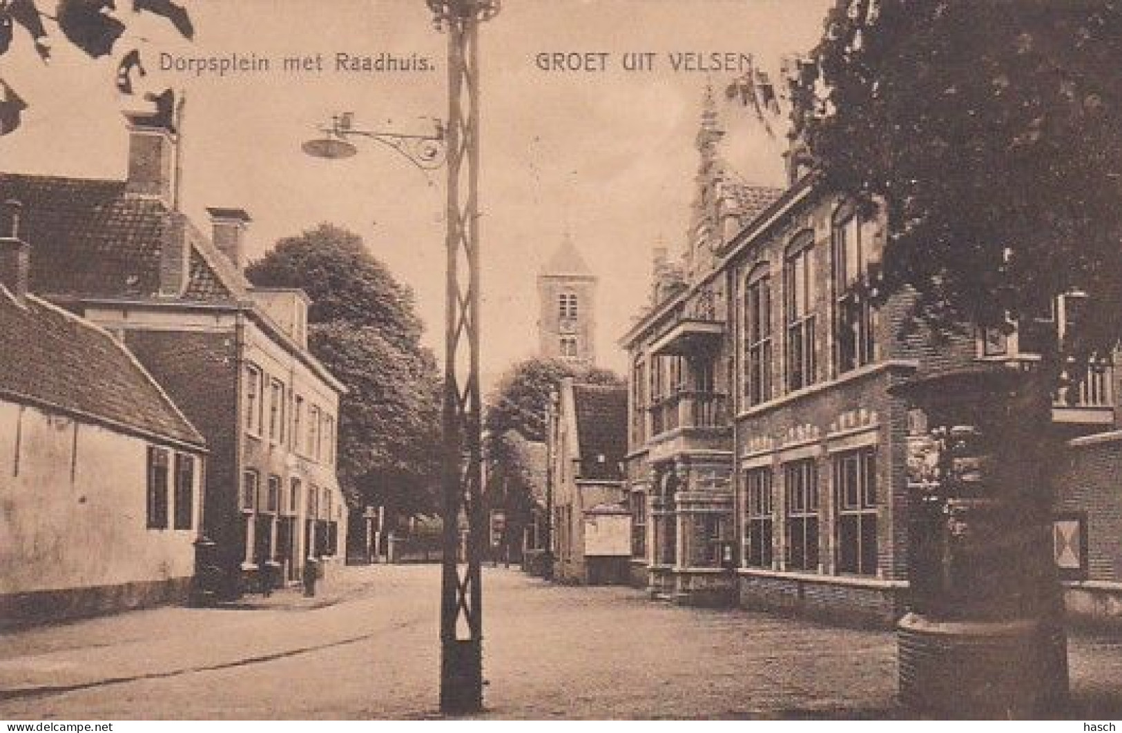 1854176Groet Uit Velsen, Dorpsplein Met Raadhuis (zie Hoeken) - Sonstige & Ohne Zuordnung