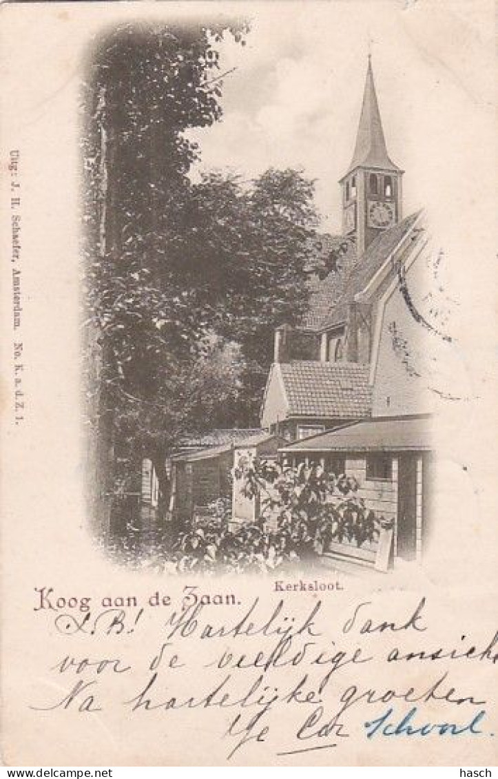 1854	61	Koog Aan De Zaan, Kerksloot (poststempel 1901)(rechtsboven Een Kleine Vouw, Zie Achterkant) - Zaanstreek