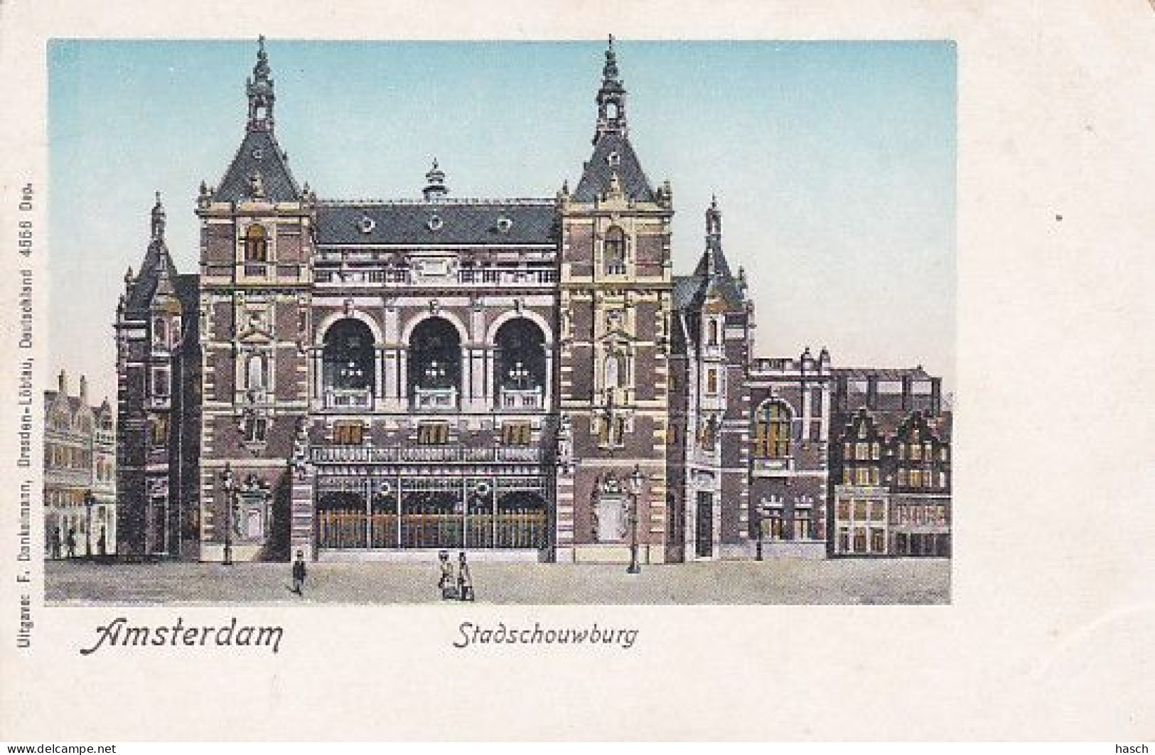 1854	11	Amsterdam, Stadschouwburg (ingekleurd Met Goud En Bruin) (minuscule Vouwen In De Hoeken) - Amsterdam
