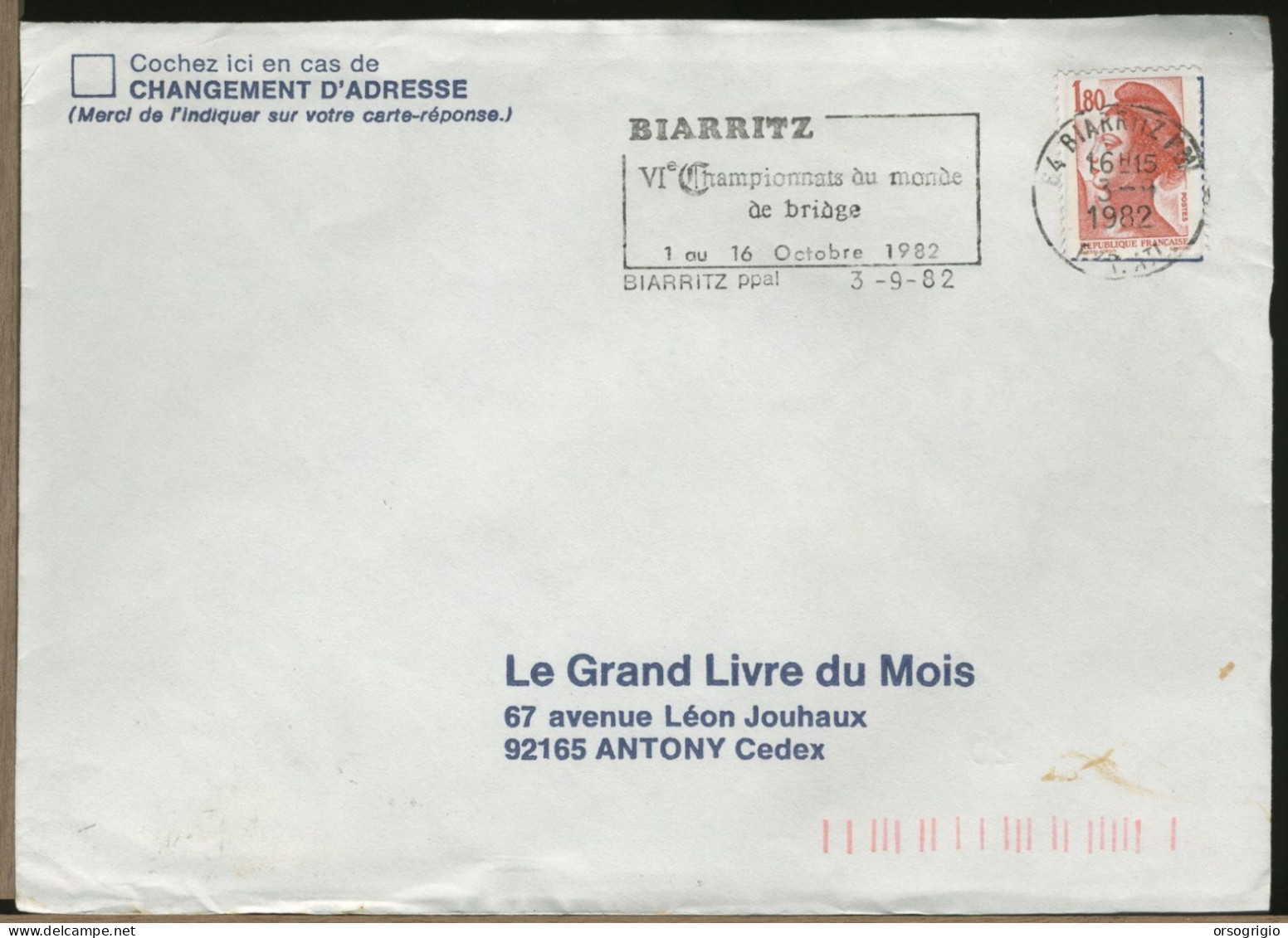 FRANCIA FRANCE -  BIARRITZ -  1982 - Championnats Du Monde De  BRIDGE - Mechanical Postmarks (Other)