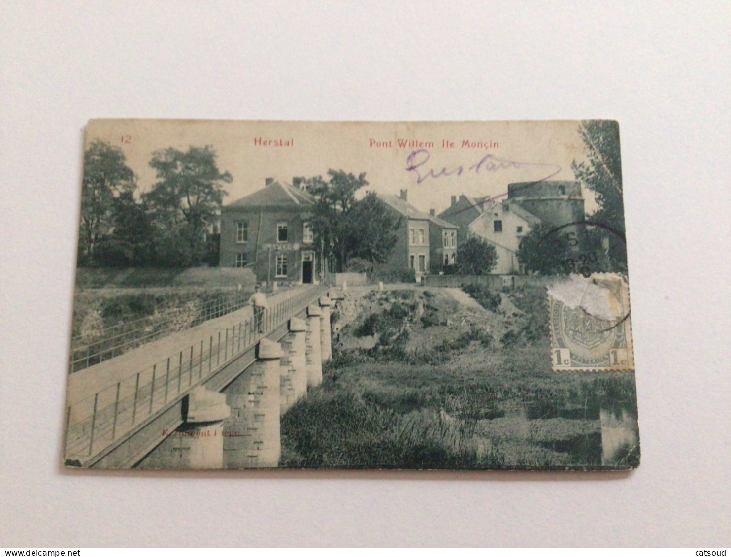 Carte Postale Ancienne Herstal Pont Willem Île Monçin - Herstal