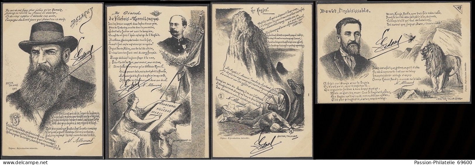 South Africa - BOER WAR - Set Of 12 Pro-Boer Postcards - Artist Signed By Hector Talvart In 1902 - Afrique Du Sud
