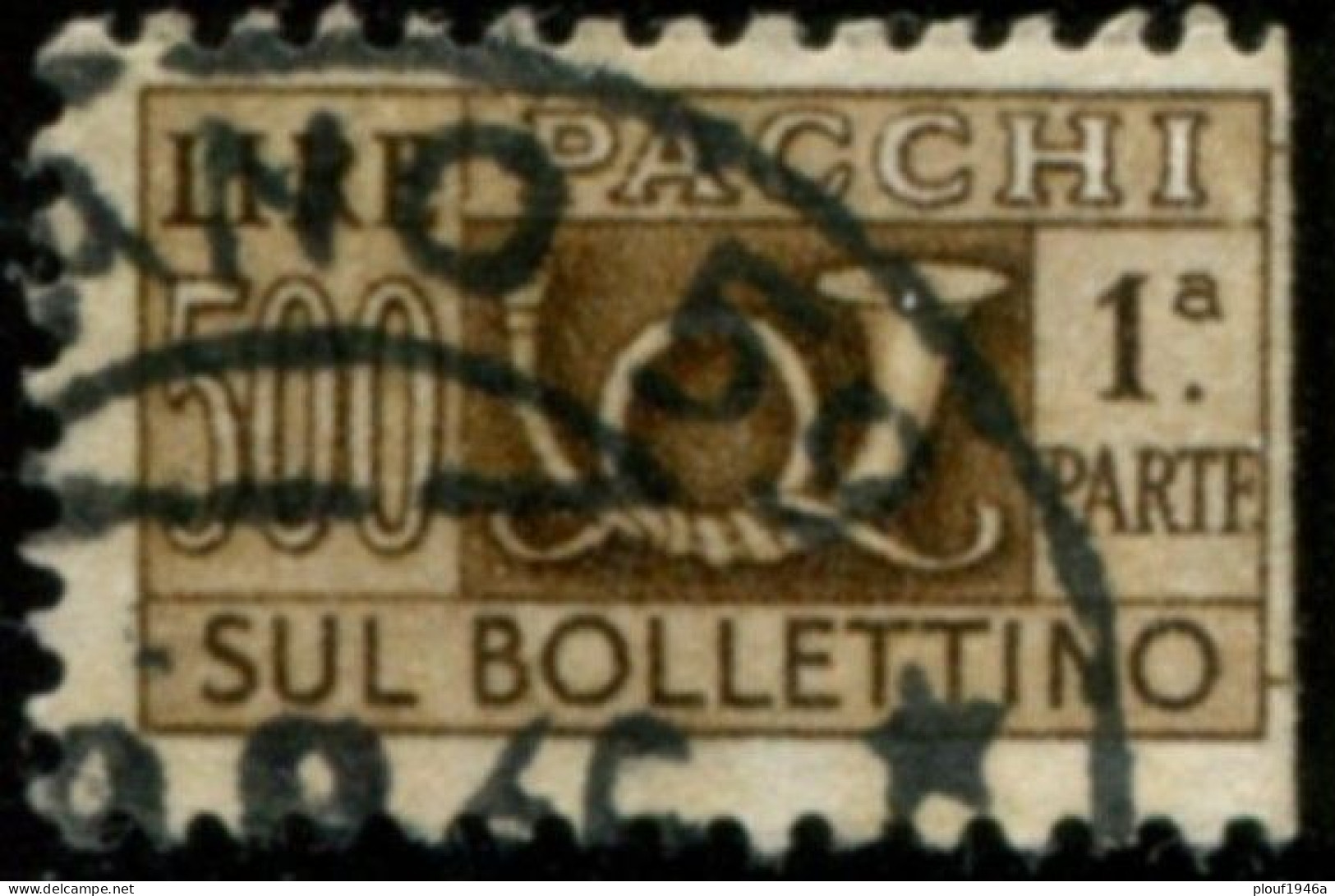 Pays : 247,1 (Italie : République) Yvert Et Tellier N° : CP   87 (o)  Moitié De Timbre Gauche - Paketmarken