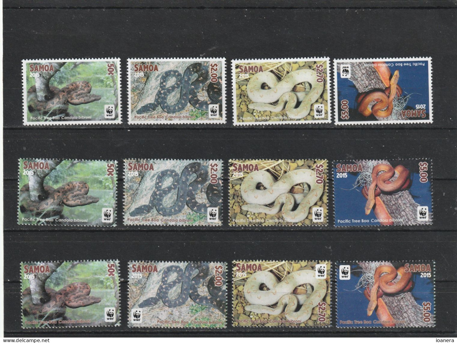 Samoa  2015 - WWF , Fauna , Reptiles , Snakes , Complete Series 12 Values , MNH , Mi.1218-1229 - Samoa (Staat)