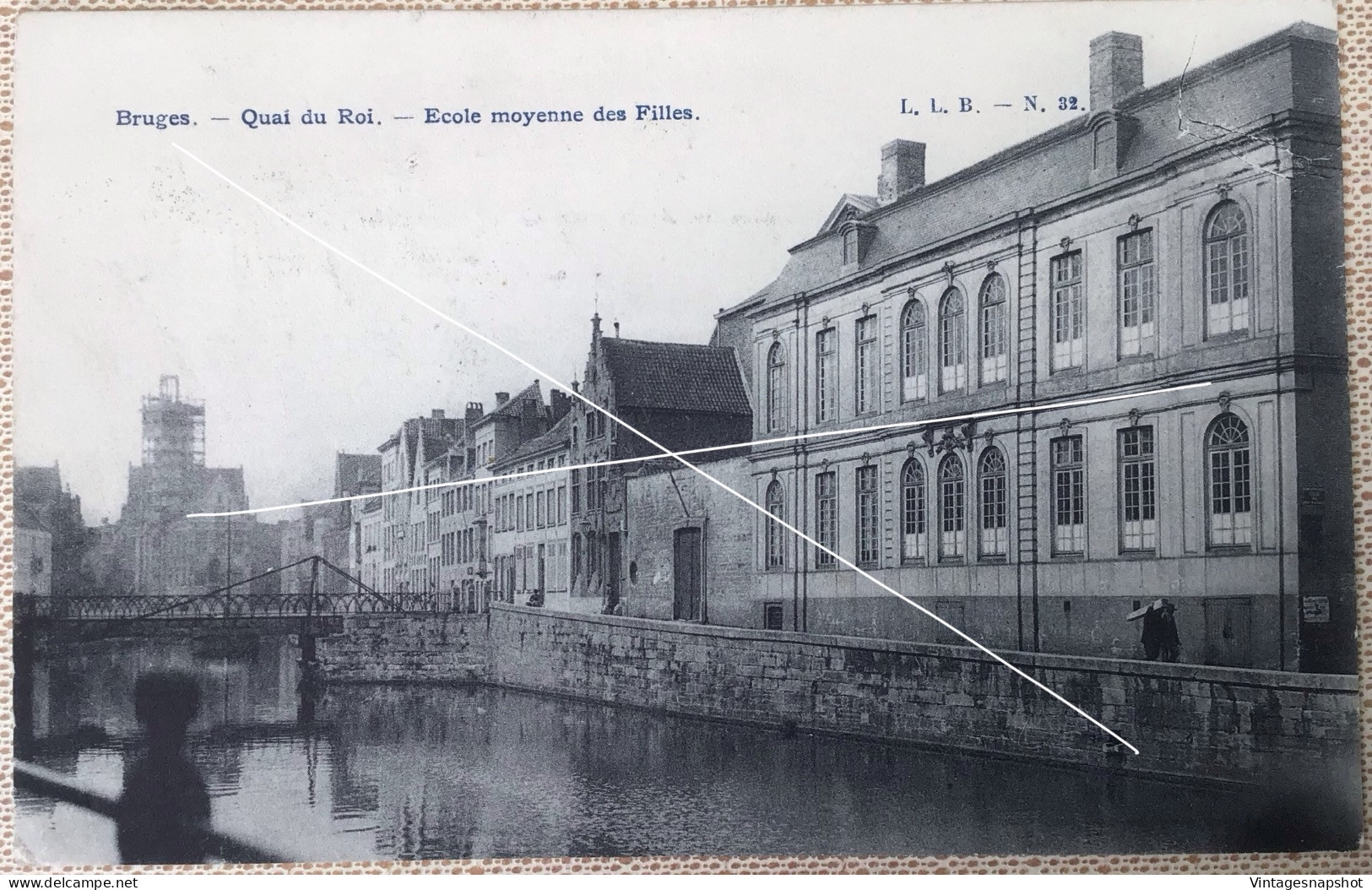 BRUGGE BRUGES Quai Du Roi. Ecole Moyenne Des Filles CP édit L.L.B. Postée En 1909 - Brugge